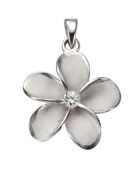 Anhänger Silber 925 rhodiniert Blume Zirkonia