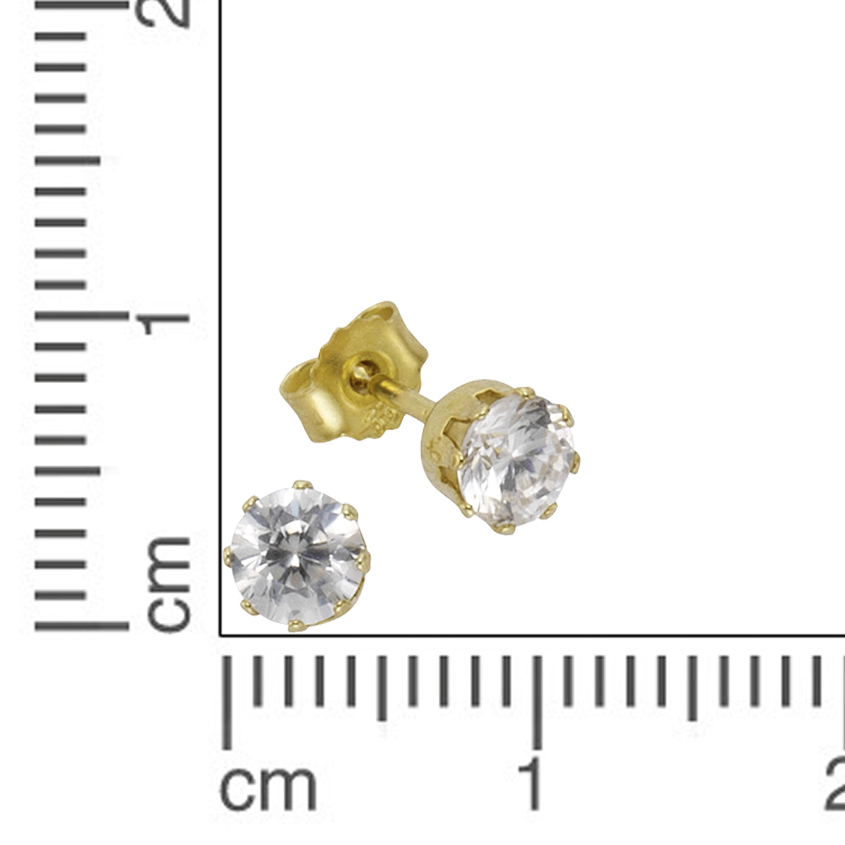 Ohrstecker 333 Gold Zirkonia weiß 4,5mm