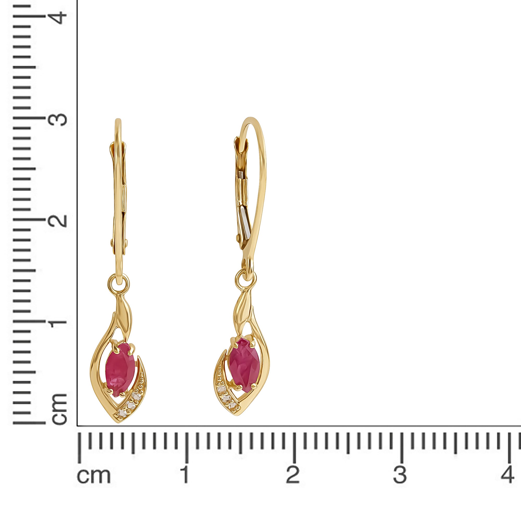 Ohrhänger 375 Gelbgold mit Rubin und Weißtopas