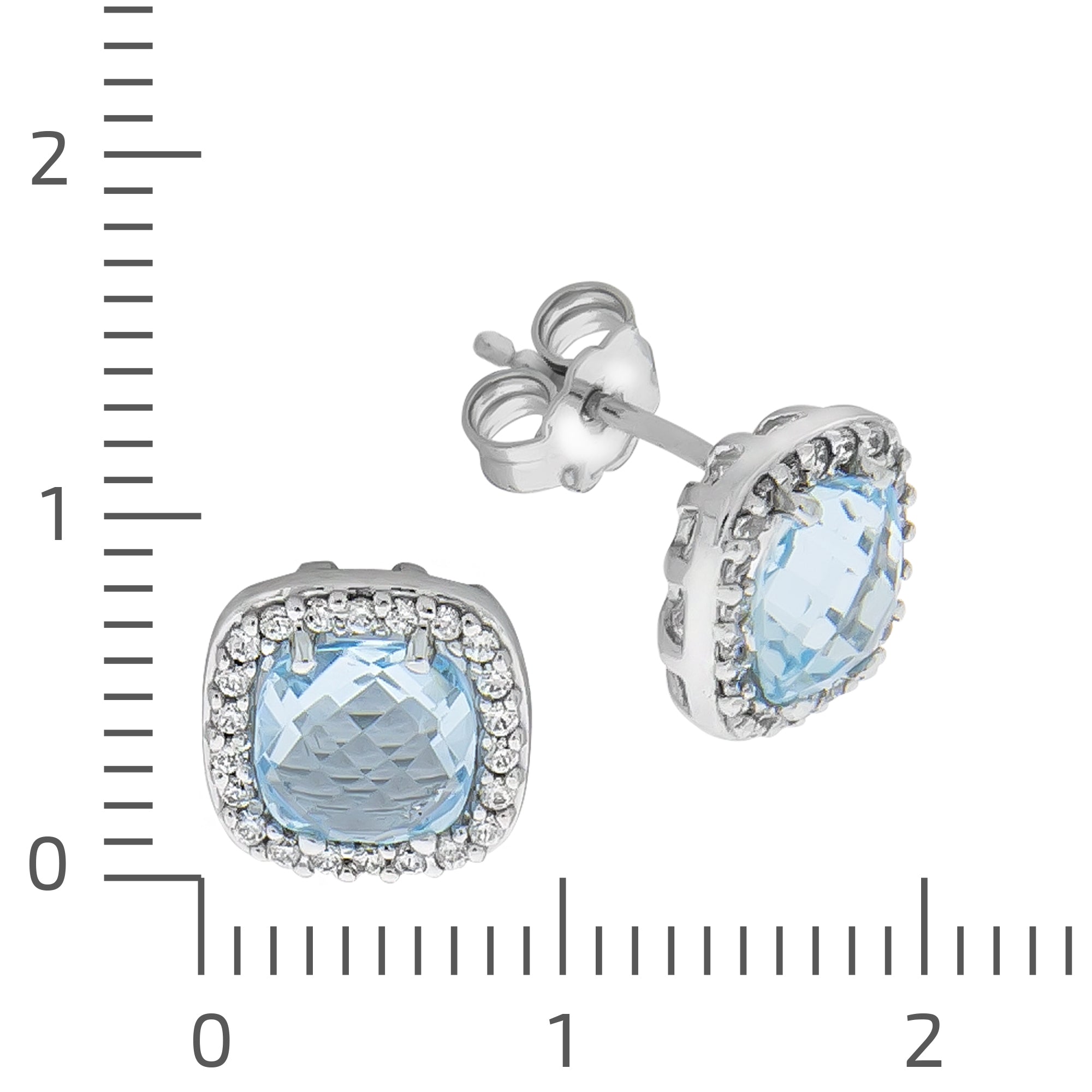 Ohrstecker 375 Weißgold mit 2 Topas und Zirkonia