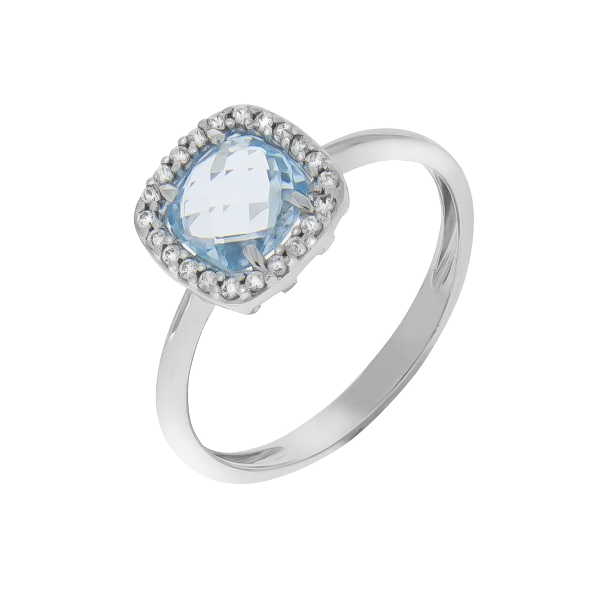 Ring 375 Weißgold mit 1 Topas und Zirkonia - Ringgröße: 062 (19,7)