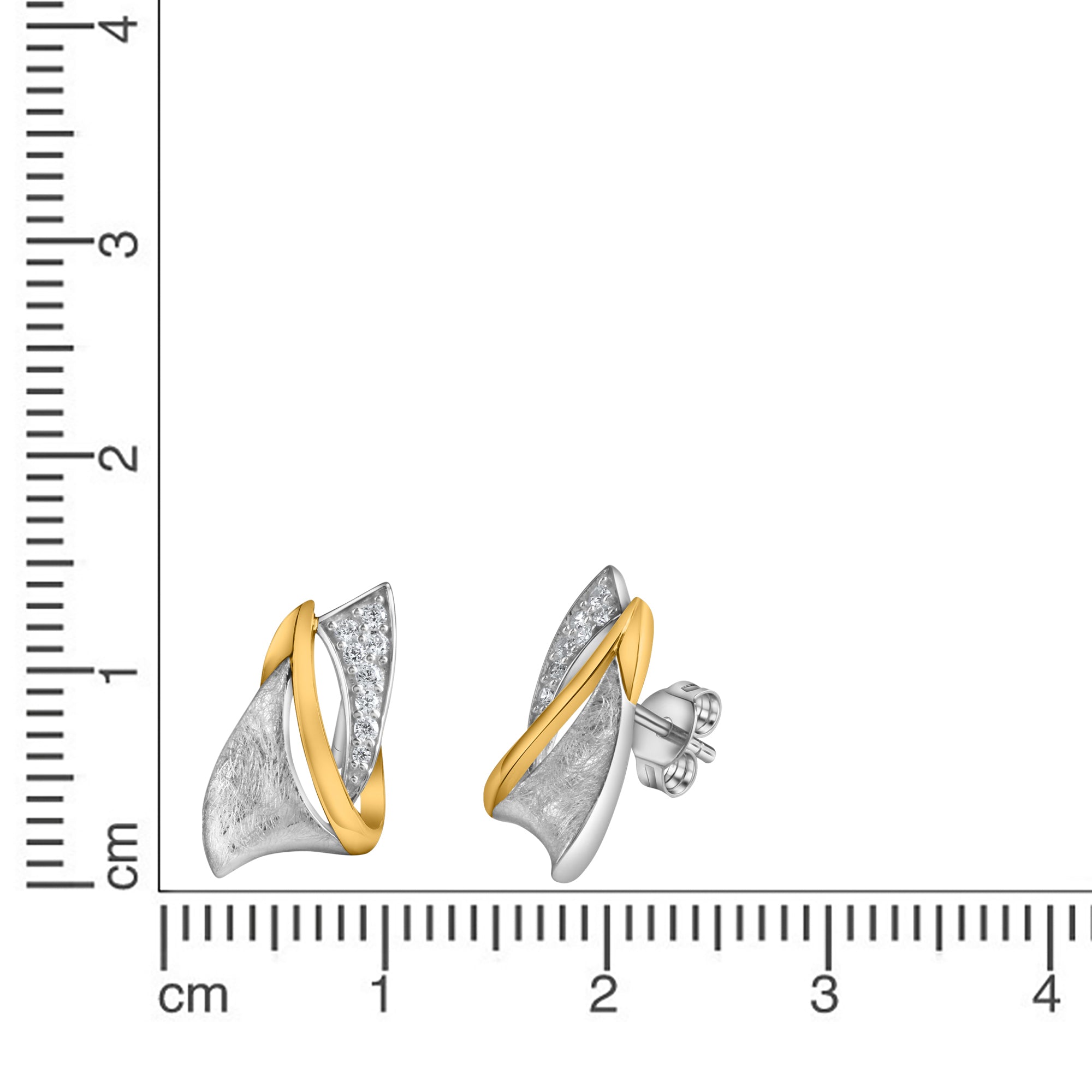 Ohrstecker 925-Sterling Silber rhodiniert teilweise vergoldet mit Zirkonia