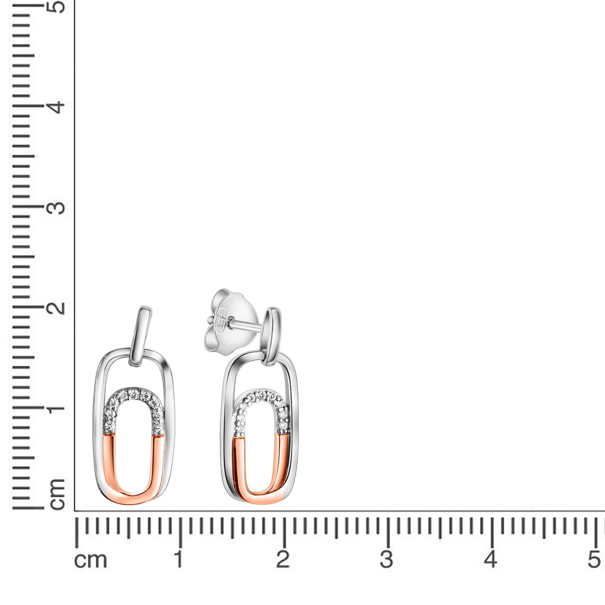 Ohrhänger 925-Sterling Silber rhodiniert (teil) Zirkonia