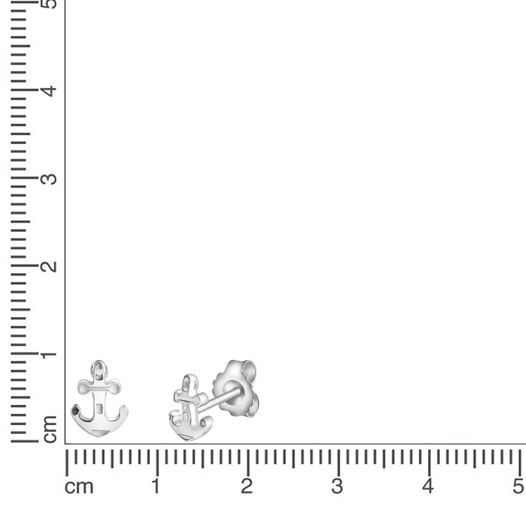 Ohrstecker 925-Sterling Silber rhodiniert Anker Lack weiß