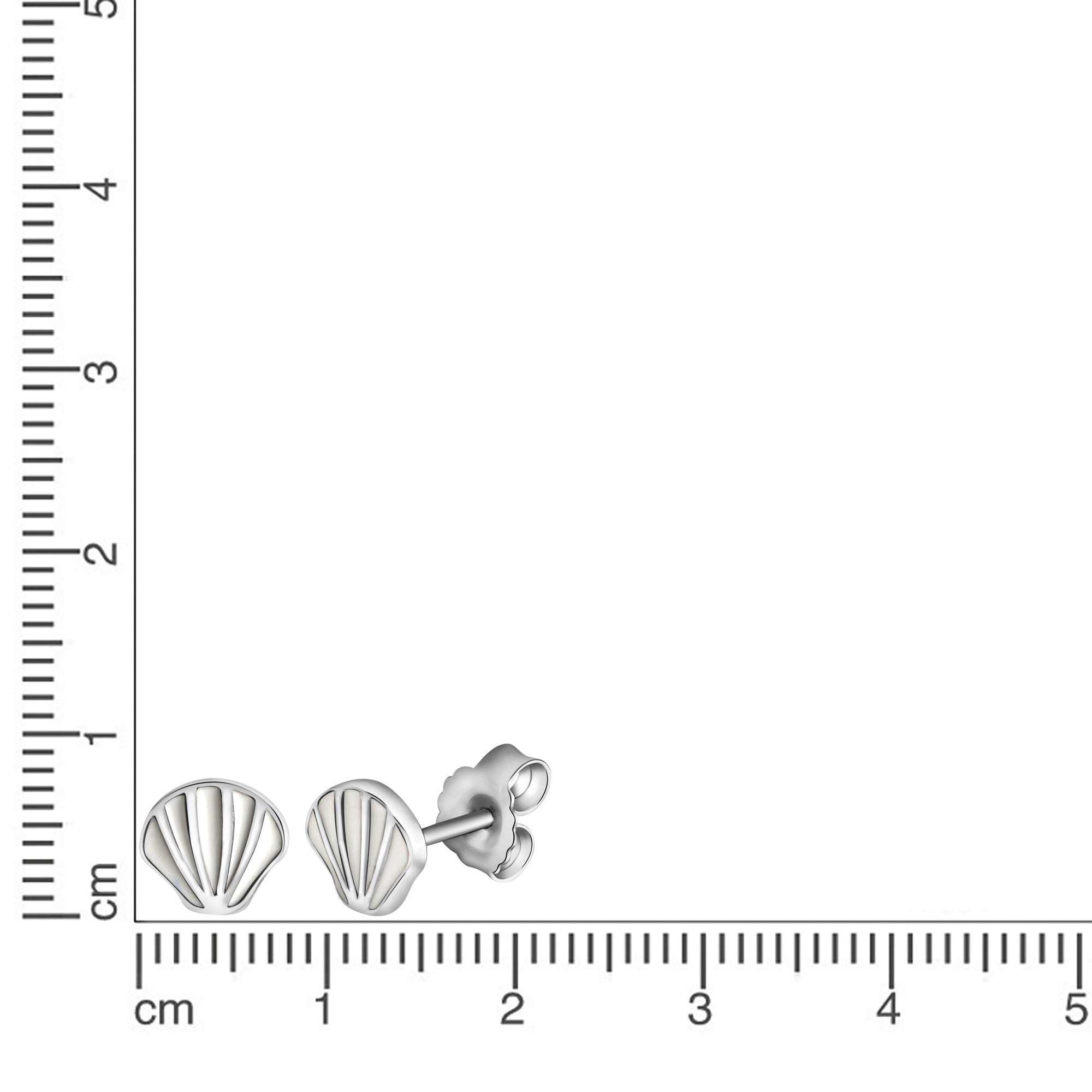 Ohrstecker 925-Sterling Silber rhodiniert Muschel weißer Lack