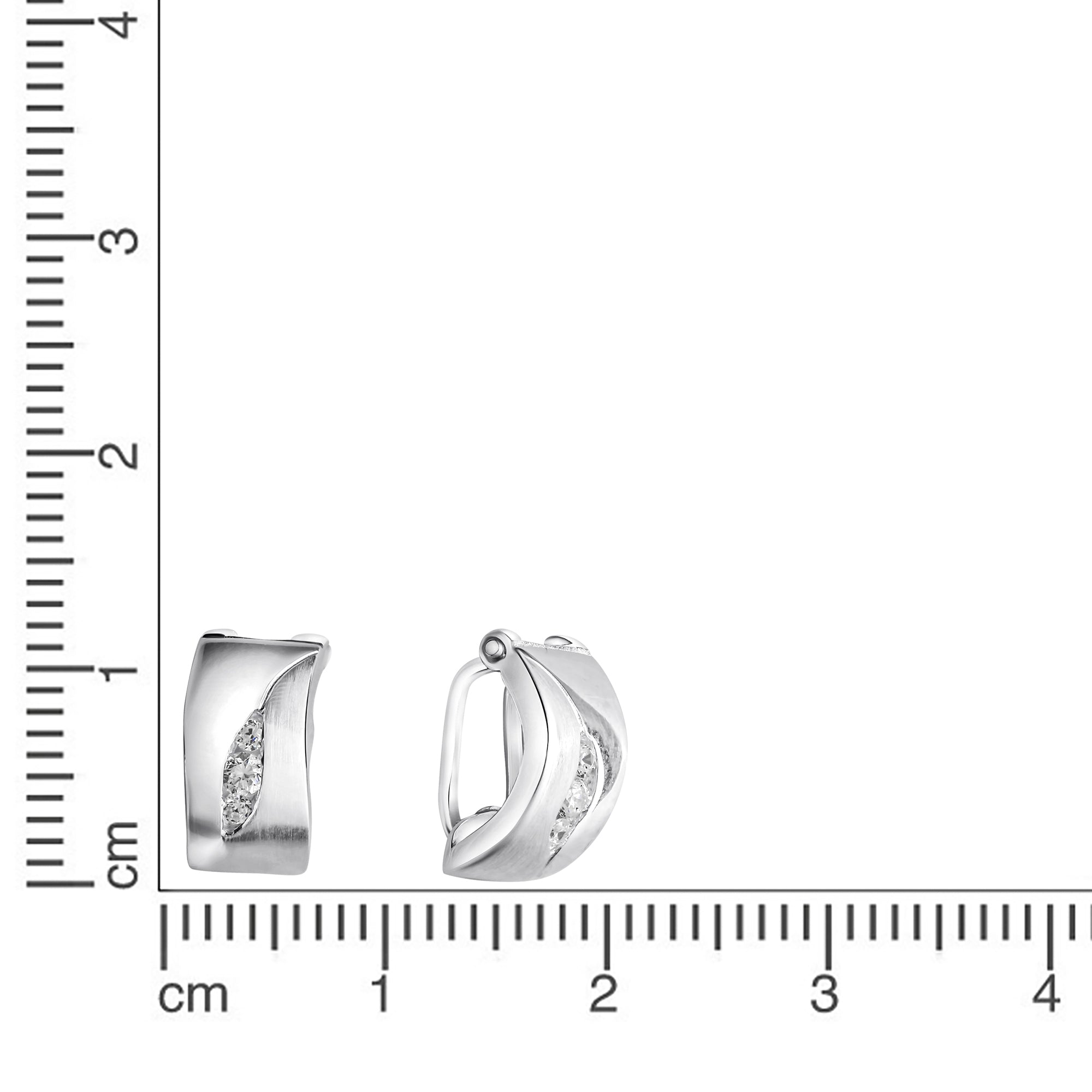 Ohrclip 925-Sterling Silber rhodiniert Zirkonia