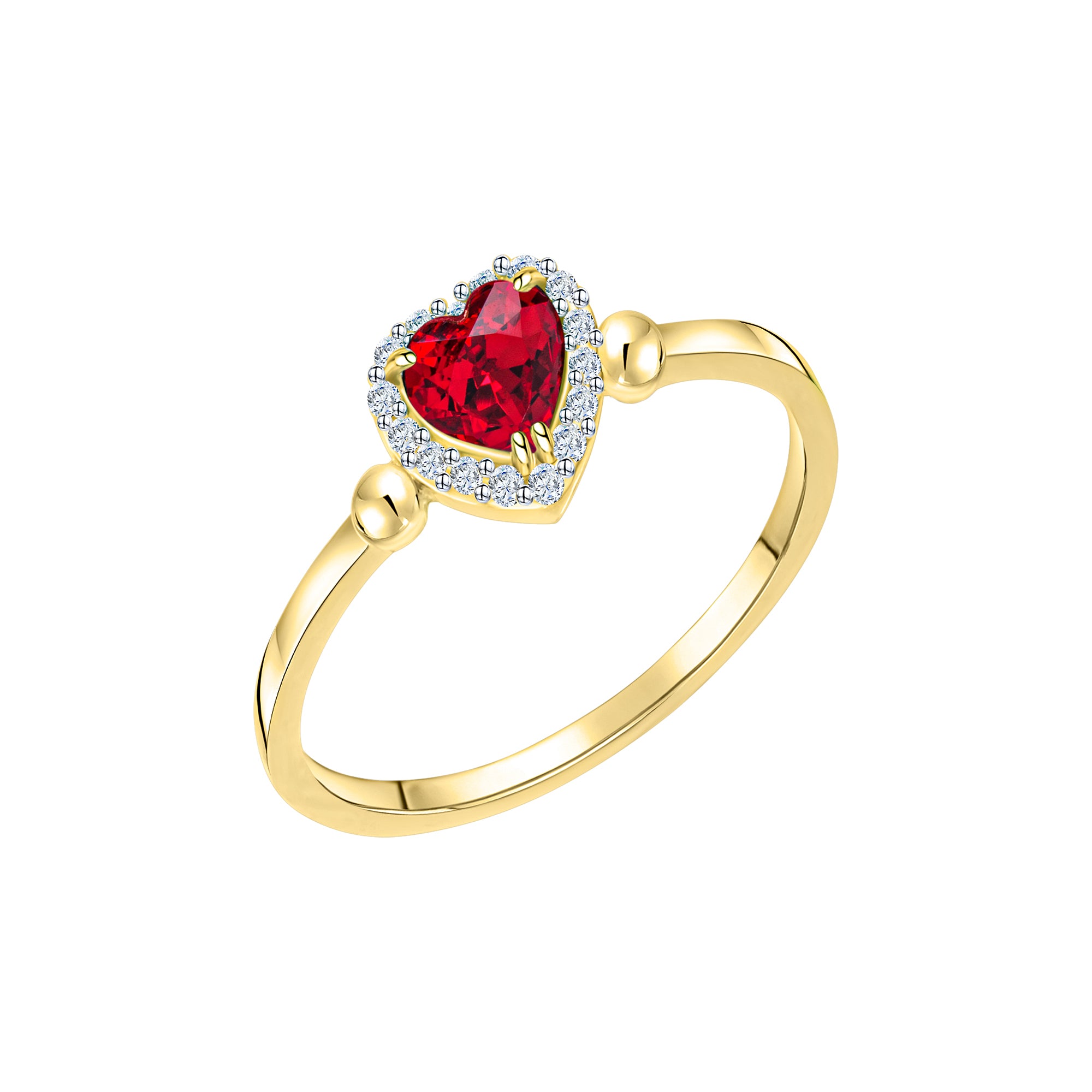 Ring 375/- Gelbgold bicolor Zirkonia weiß und rot - Ringgröße: 054 (17,2)