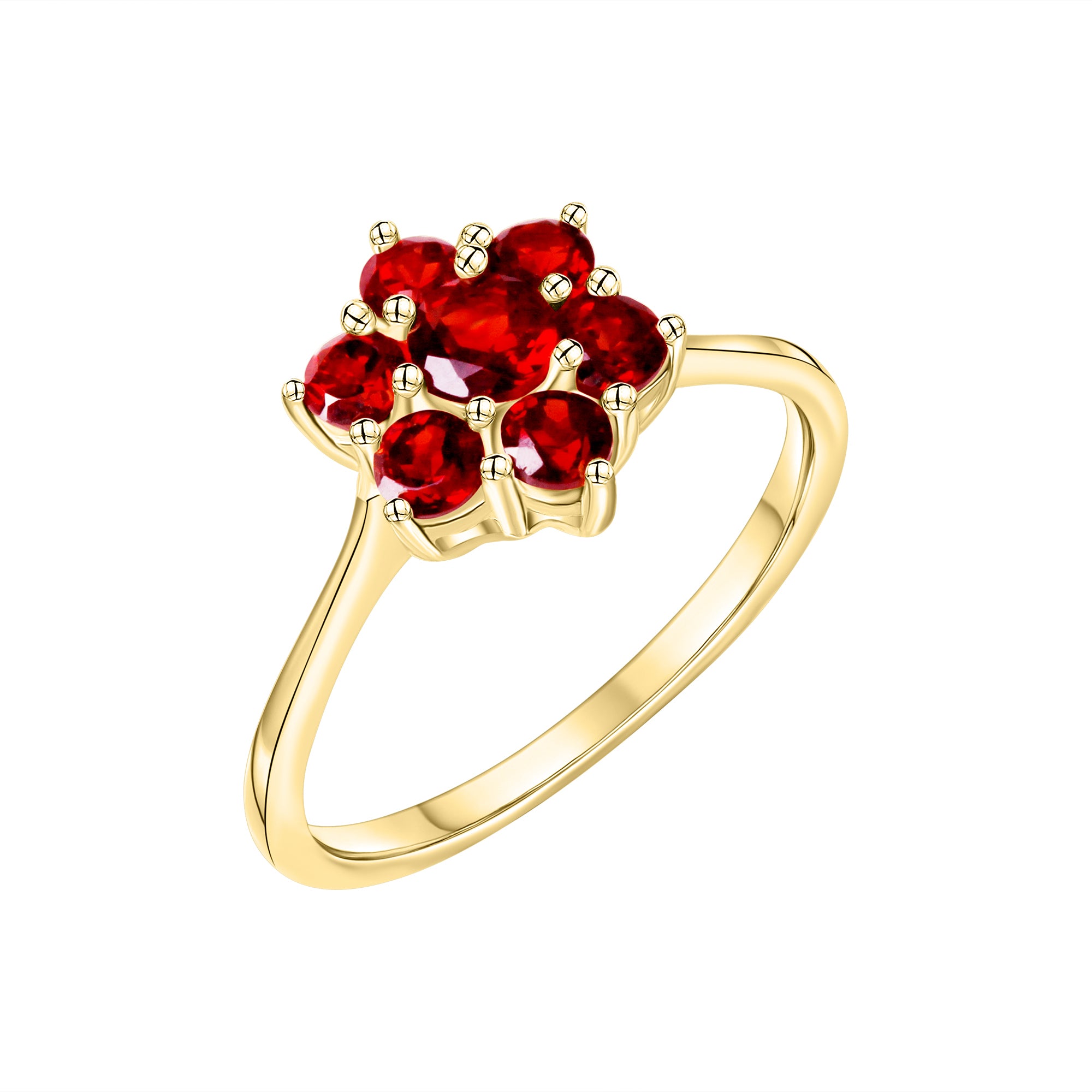 Ring 333/- Gelbgold glanz Granat - Ringgröße: 062 (19,7)