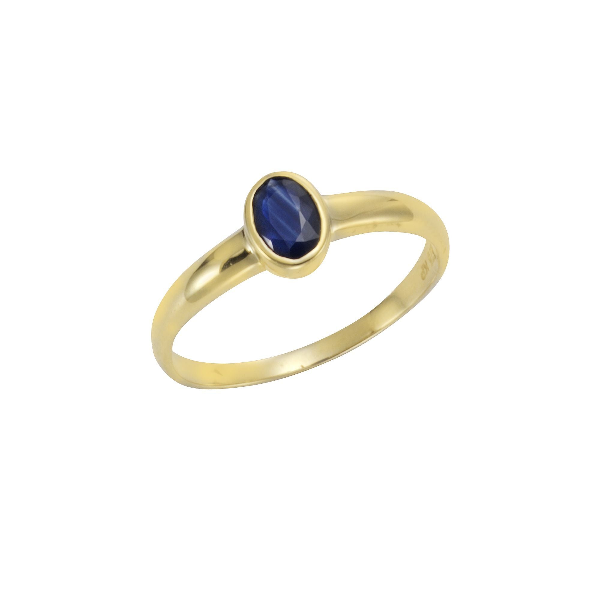Ring 375/- Gelbgold mit Saphir - Ringgröße: 052 (16,6)