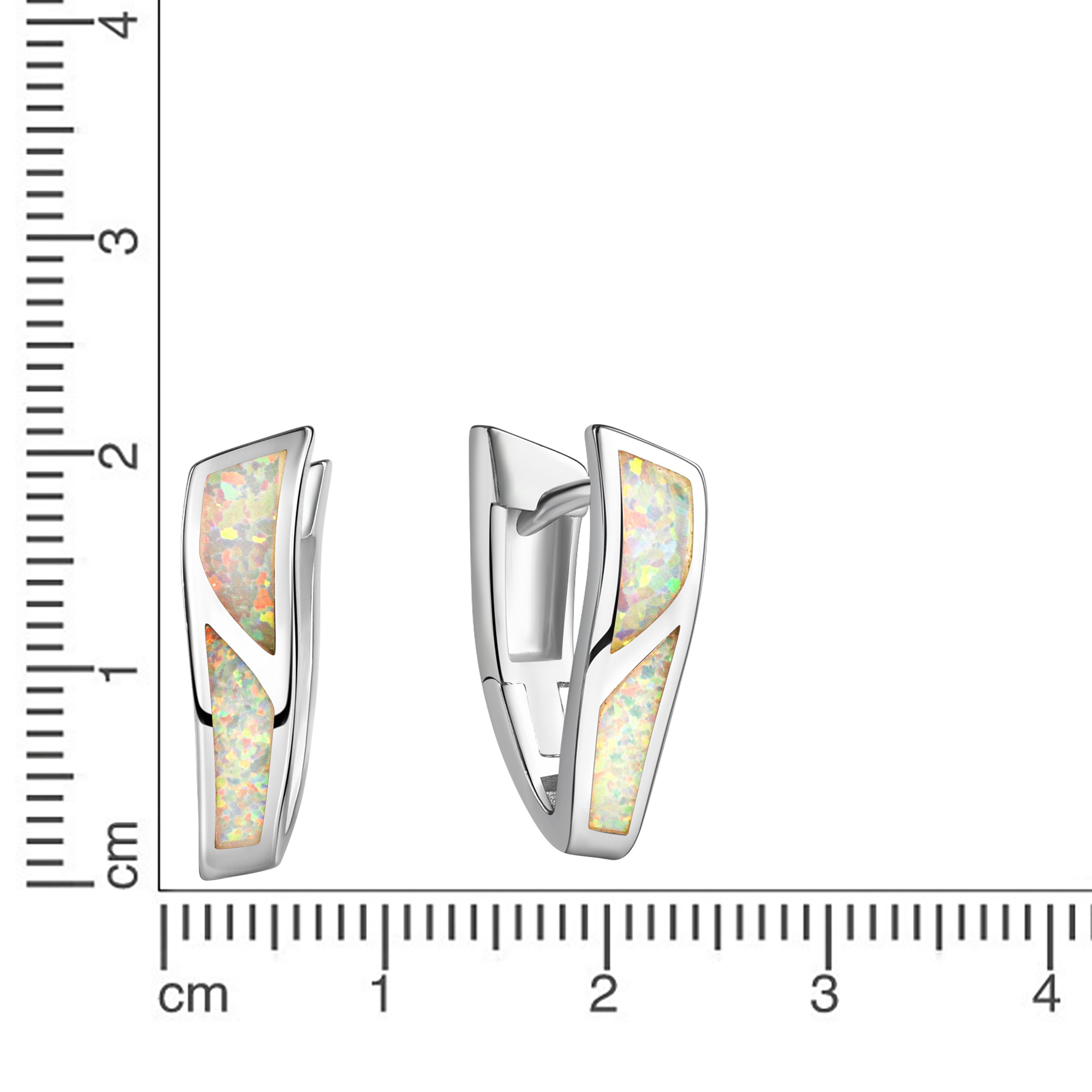 Klappcreolen 925-Sterling Silber rhodiniert synth. Opal weiß
