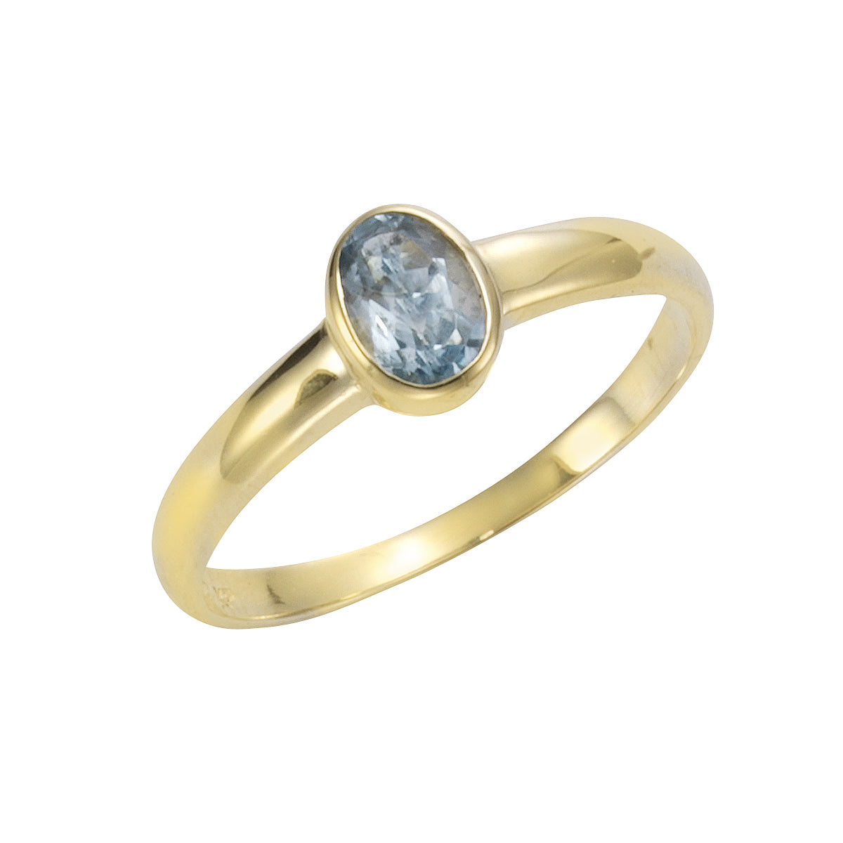 Ring 585/- Gelbgold Blautopas - Ringgröße: 062 (19,7)
