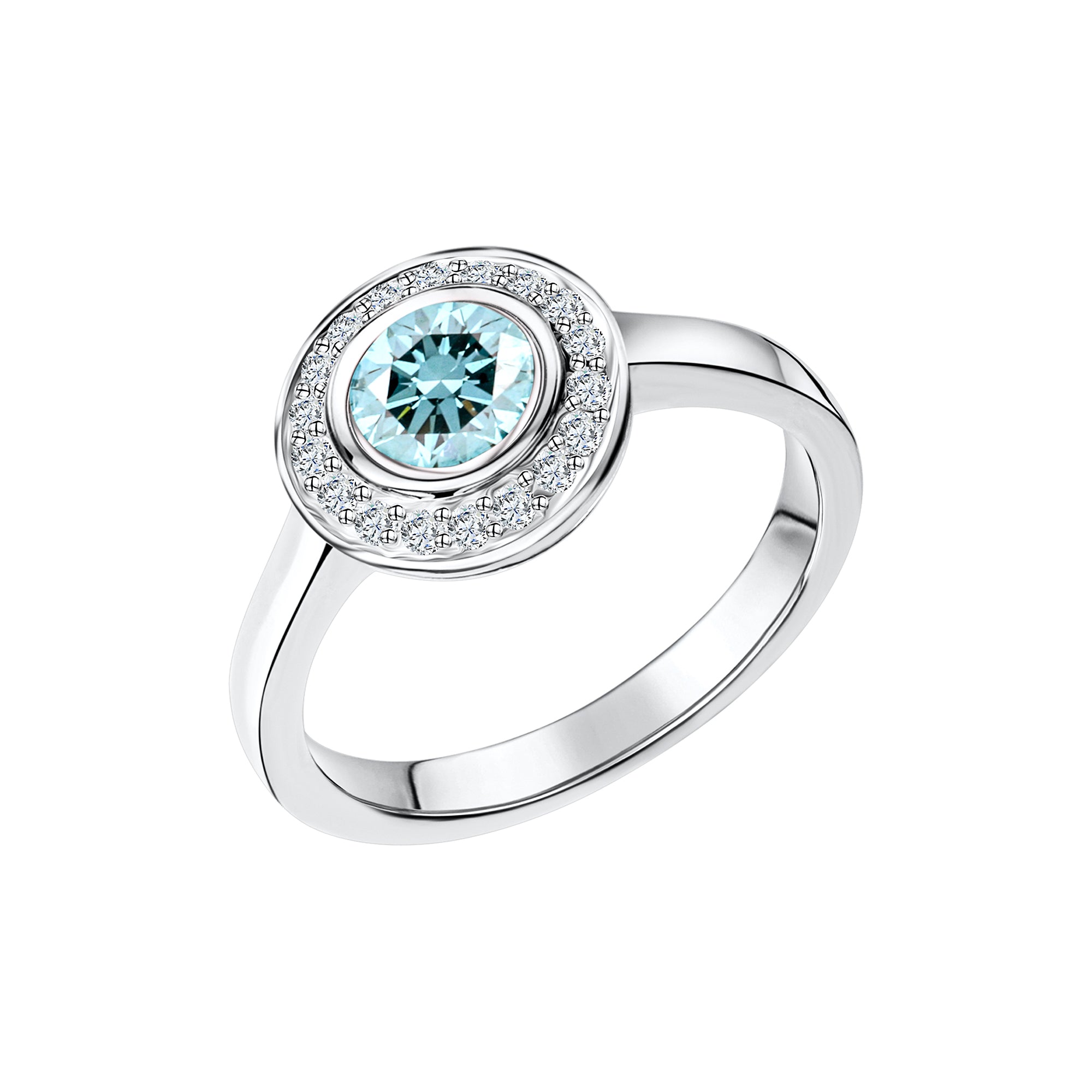 Ring 925/- Sterling Silber rhodiniert Blautopas und Weißtopas - Ringgröße: 052 (16,6)