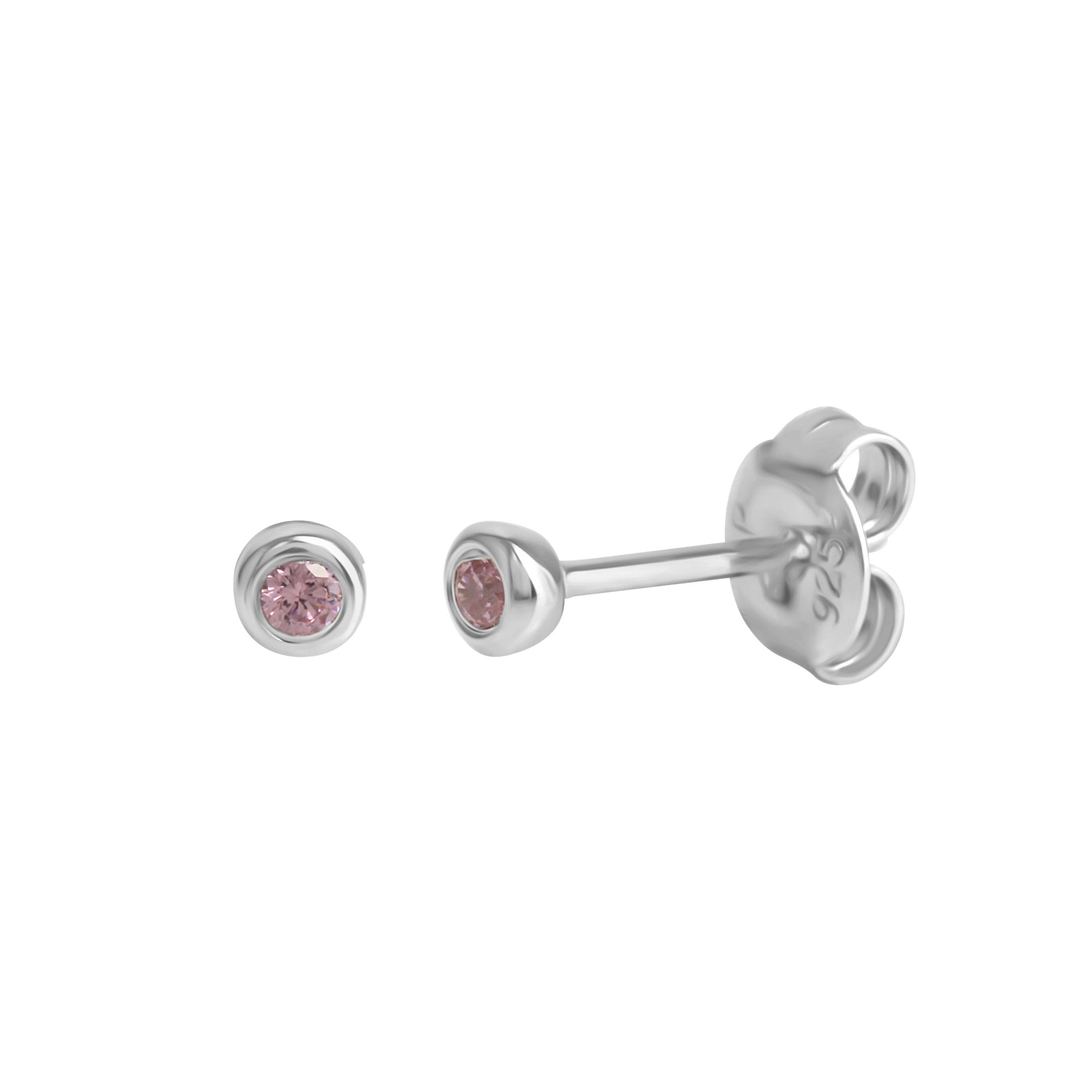 Ohrstecker 925/- Sterling Silber rhodiniert Zirkonia pink
