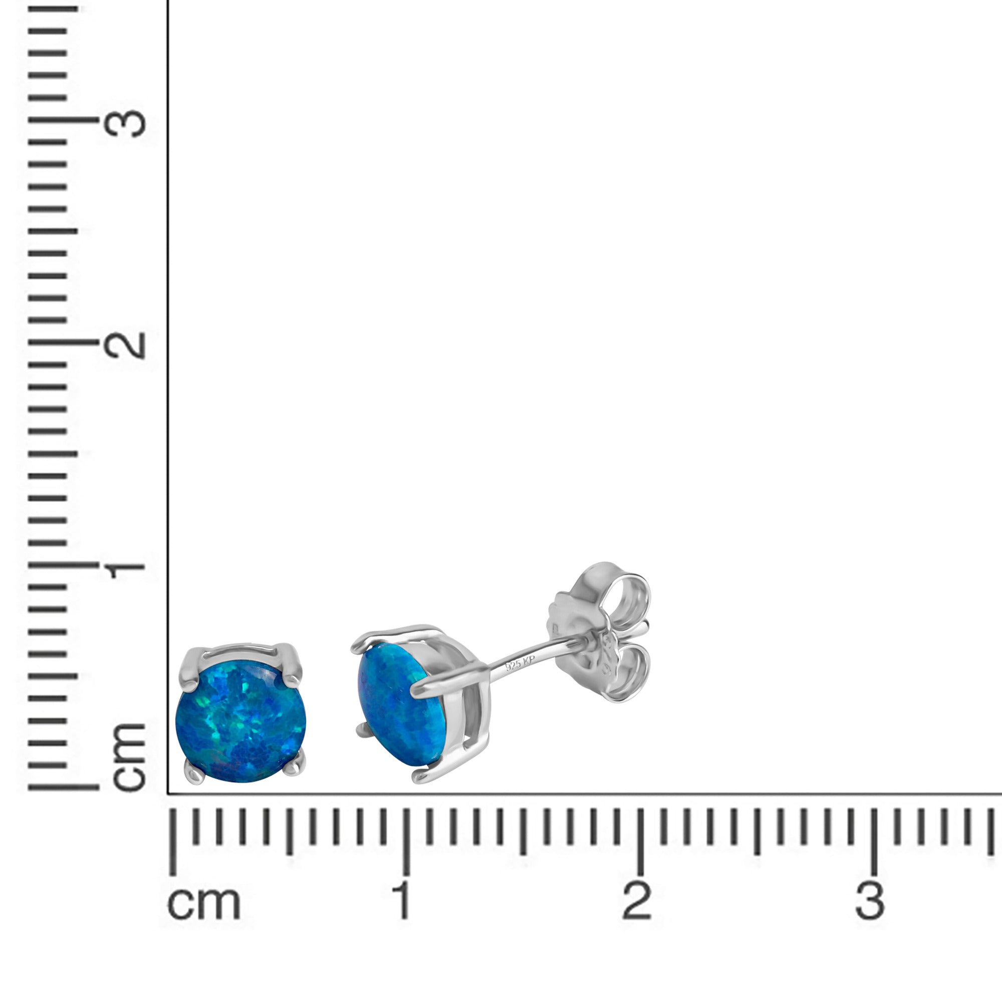 Ohrstecker 925/- Sterling Silber rhodiniert synth.Opal hellblau