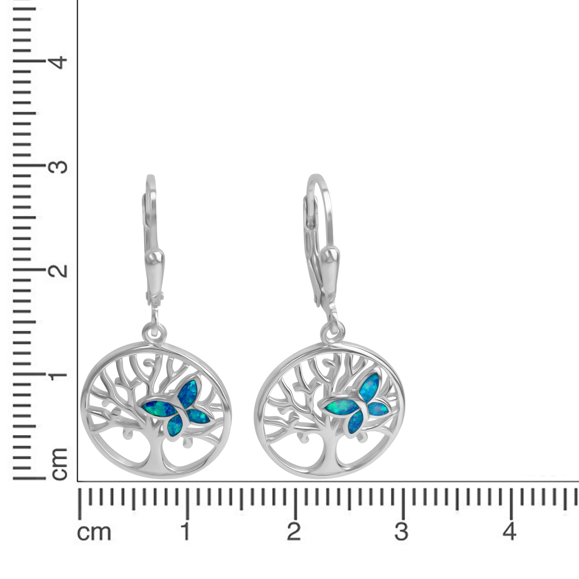 Ohrhänger 925/- Sterling Silber rhodiniert synth. Opal blau