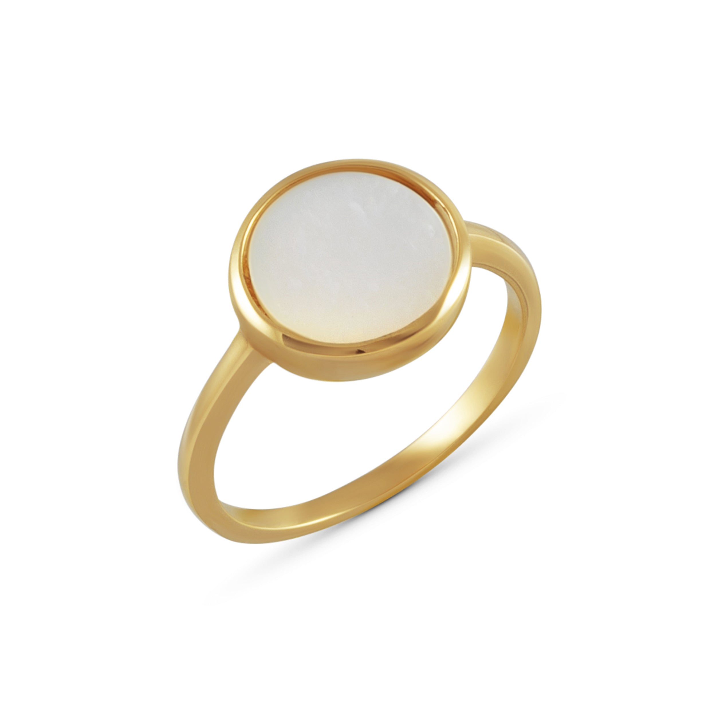 Ring 925 Silber vergoldet Perlmutt - Ringgröße: 054 (17,2)