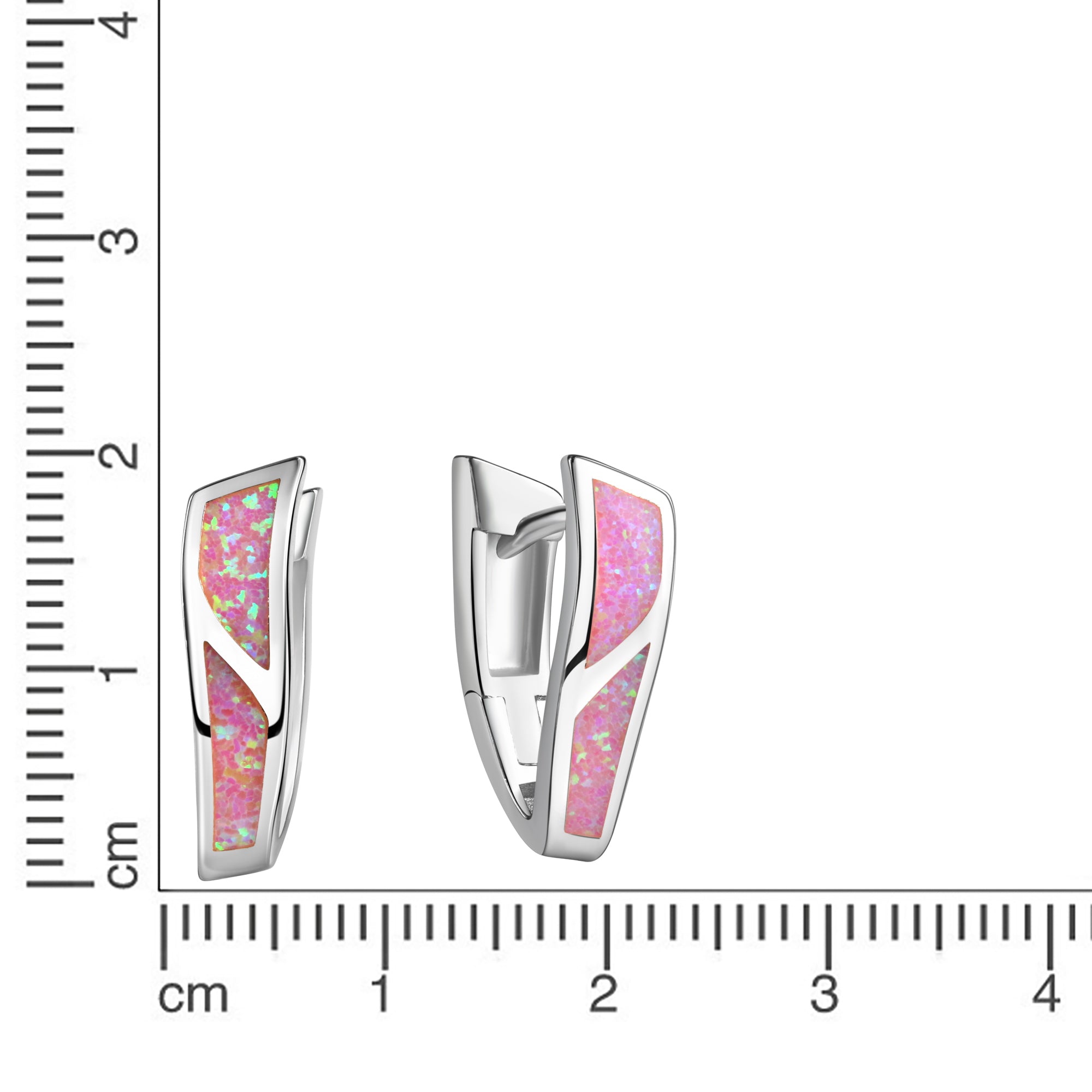 Klappcreolen 925-Sterling Silber rhodiniert synth. Opal pink