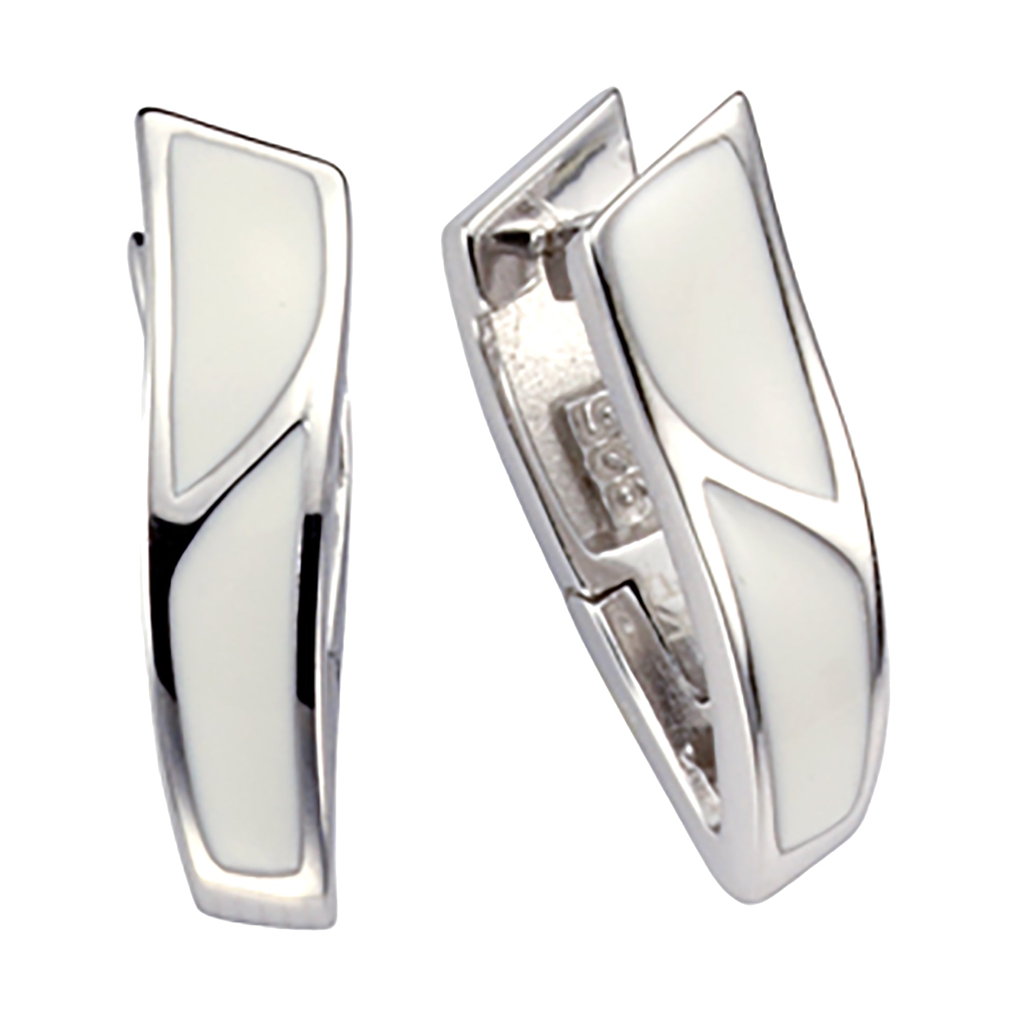 Klappcreolen 925/- Sterling Silber Lack weiß