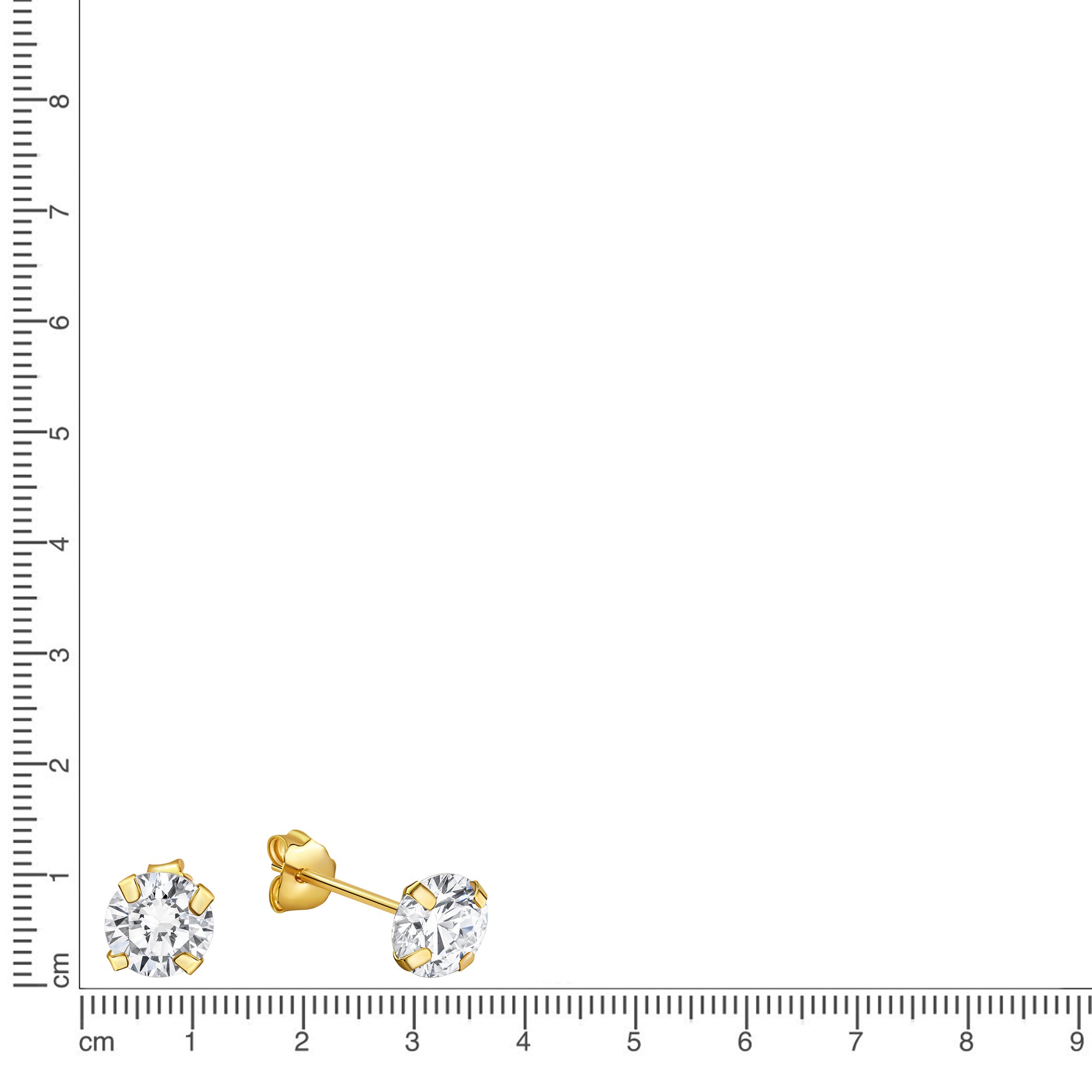 Ohrringe Gold 333 mit weißen Zirkonia-Steinen 5mm