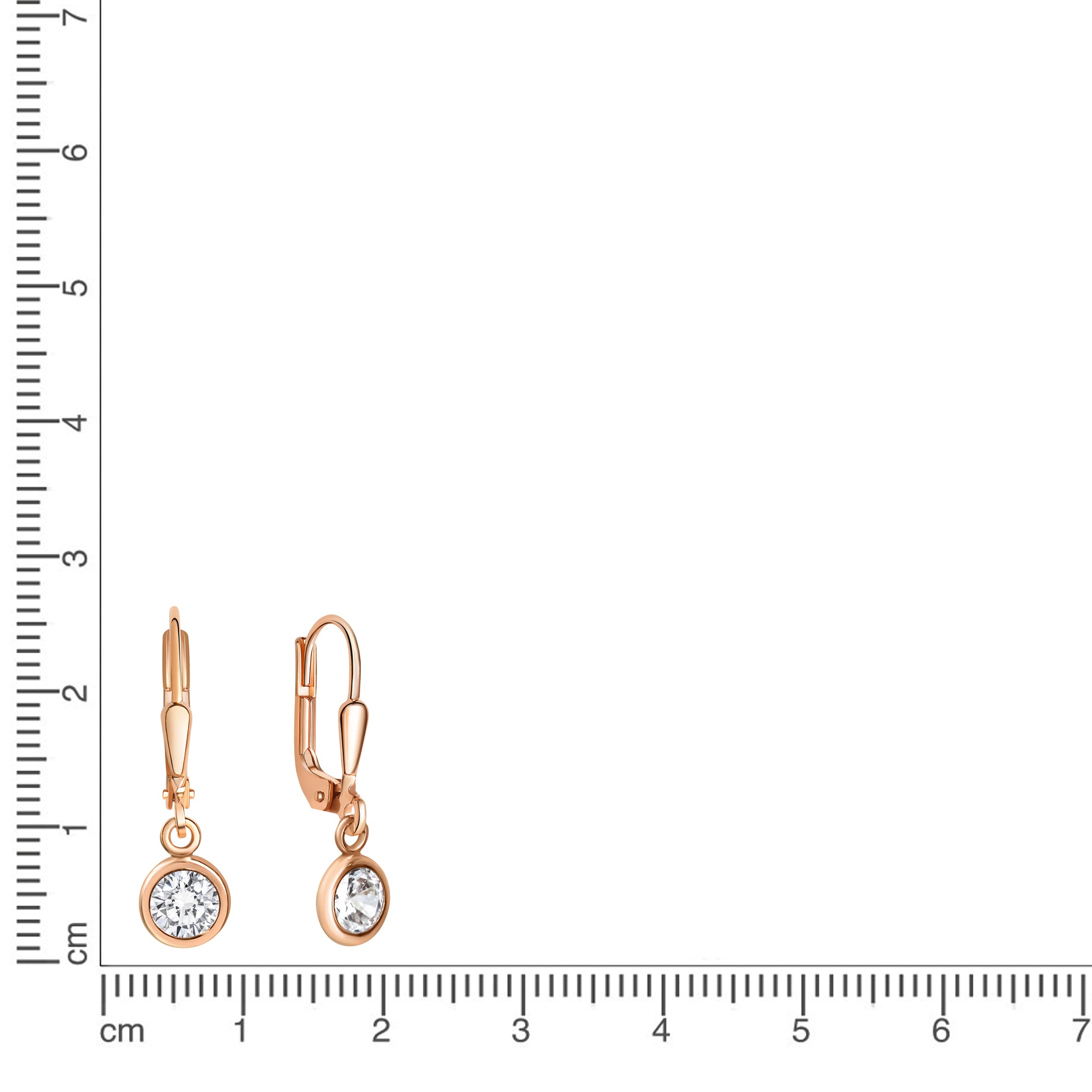Ohrringe Silber 925 rosé-vergoldet mit Zirkonia weiß 25mm lang