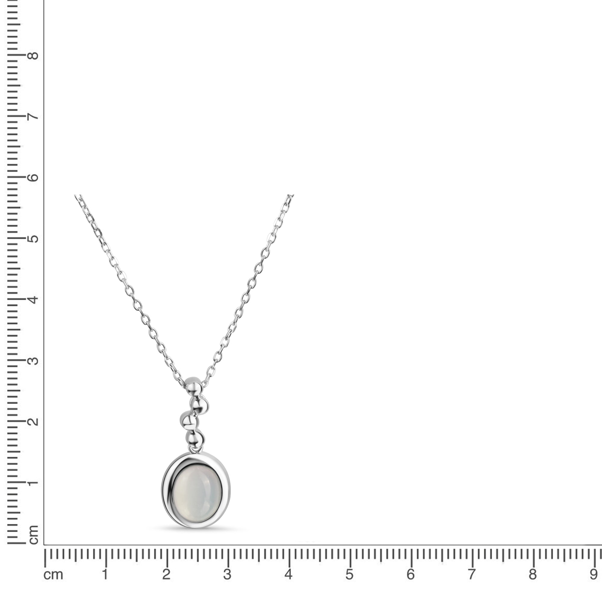 Anhänger mit Kette 925 Sterling Silber rhodiniert Katzenauge hellblau