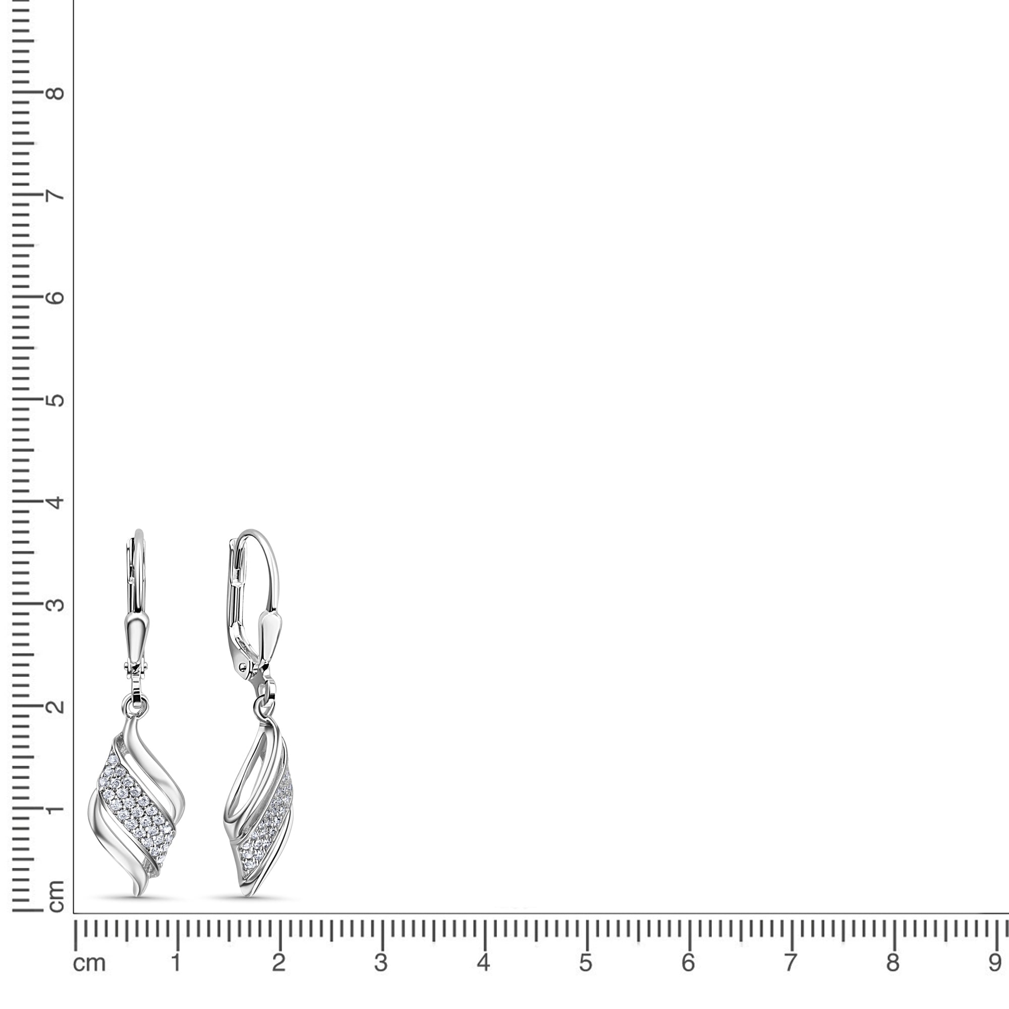 Ohrhänger 925/- Sterling Silber rhodiniert Zirkonia