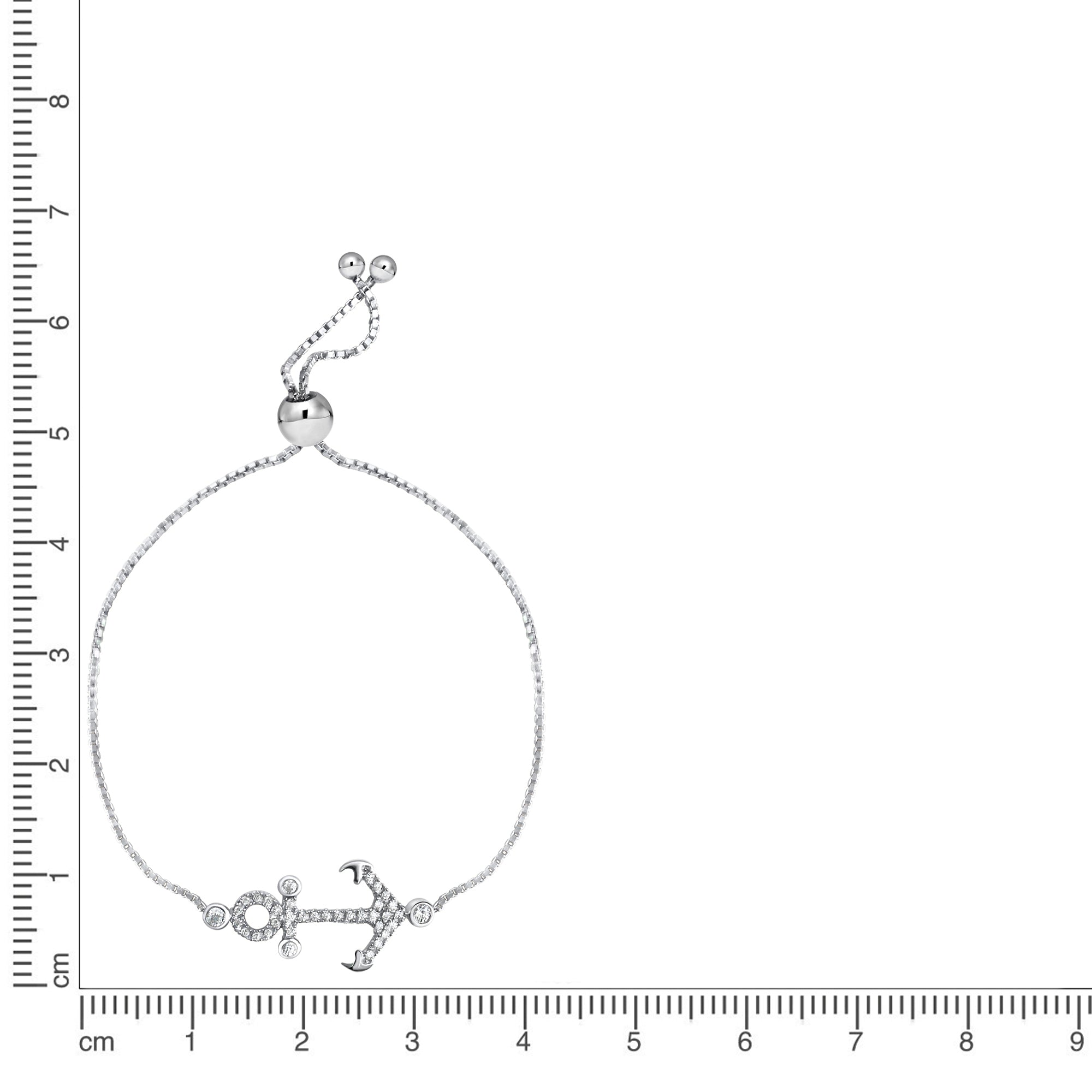 Armband 925/- Sterling Silber rhodiniert Anker Zirkonia