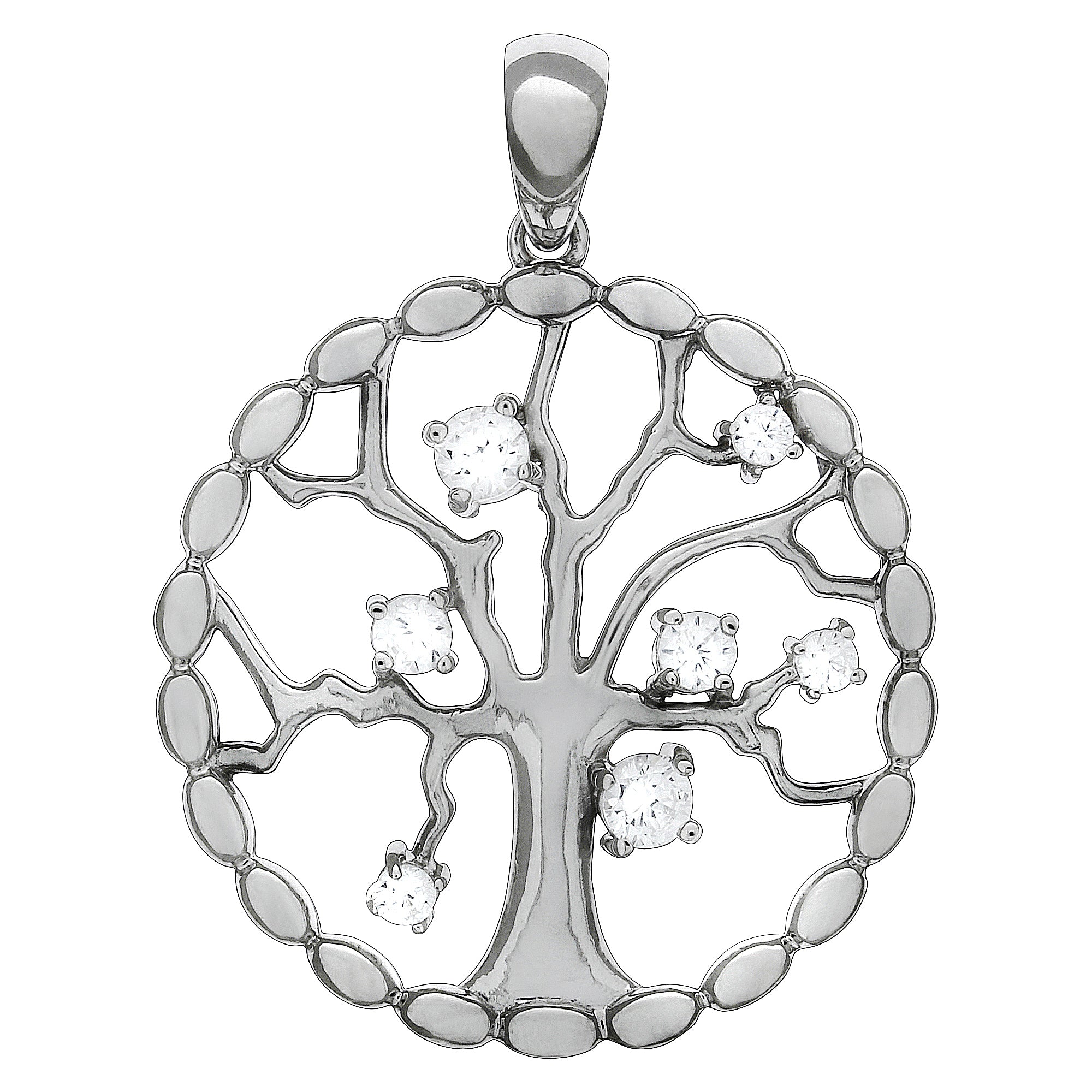 Anhänger 925/- Sterling Silber rhodiniert Lebensbaum Zirkonia