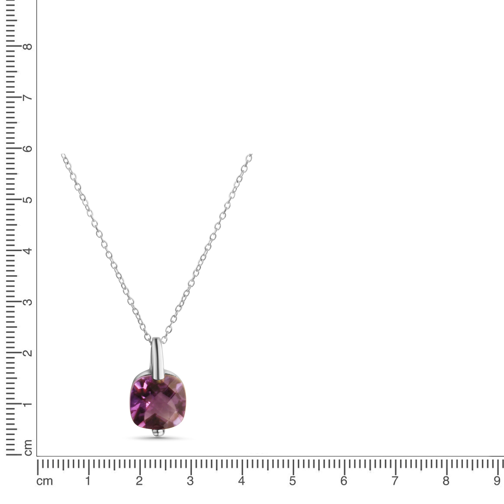 Anhänger mit Kette 925/- Sterling Silber rhodiniert Amethyst