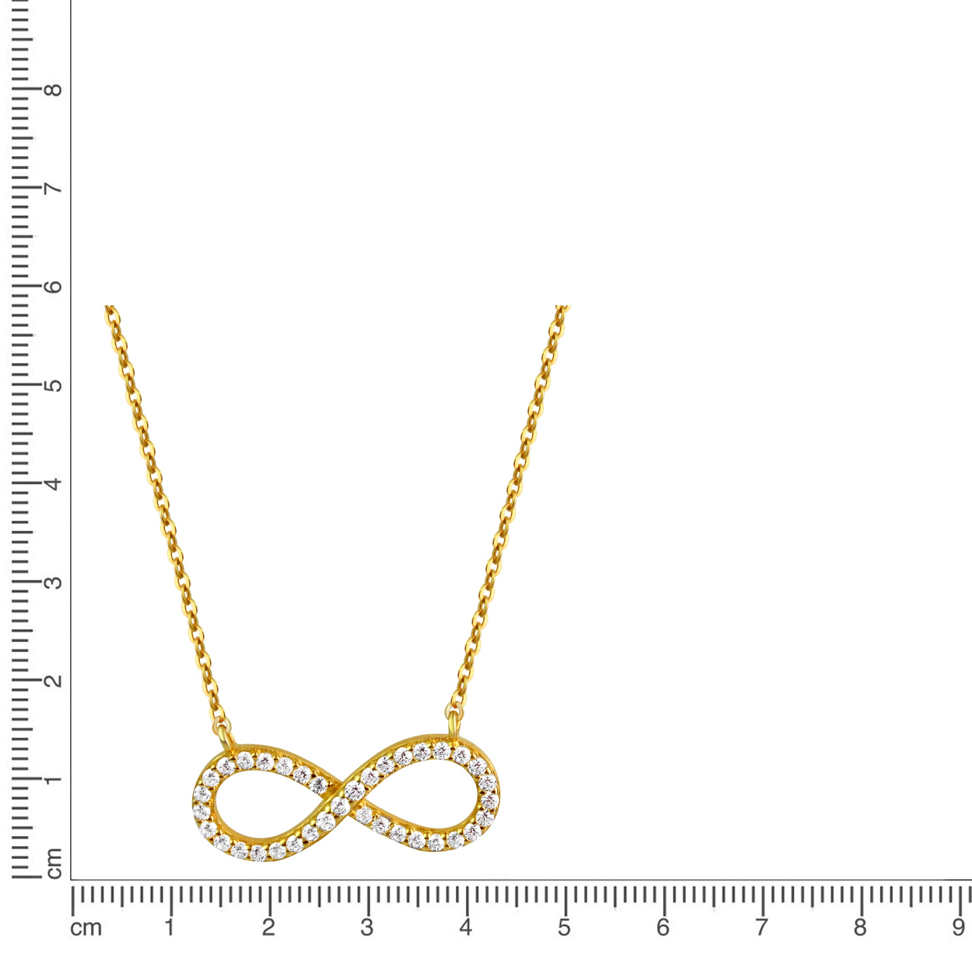 Anhänger mit Kette 925/- Sterling Silber vergoldet Infinity Zirkonia