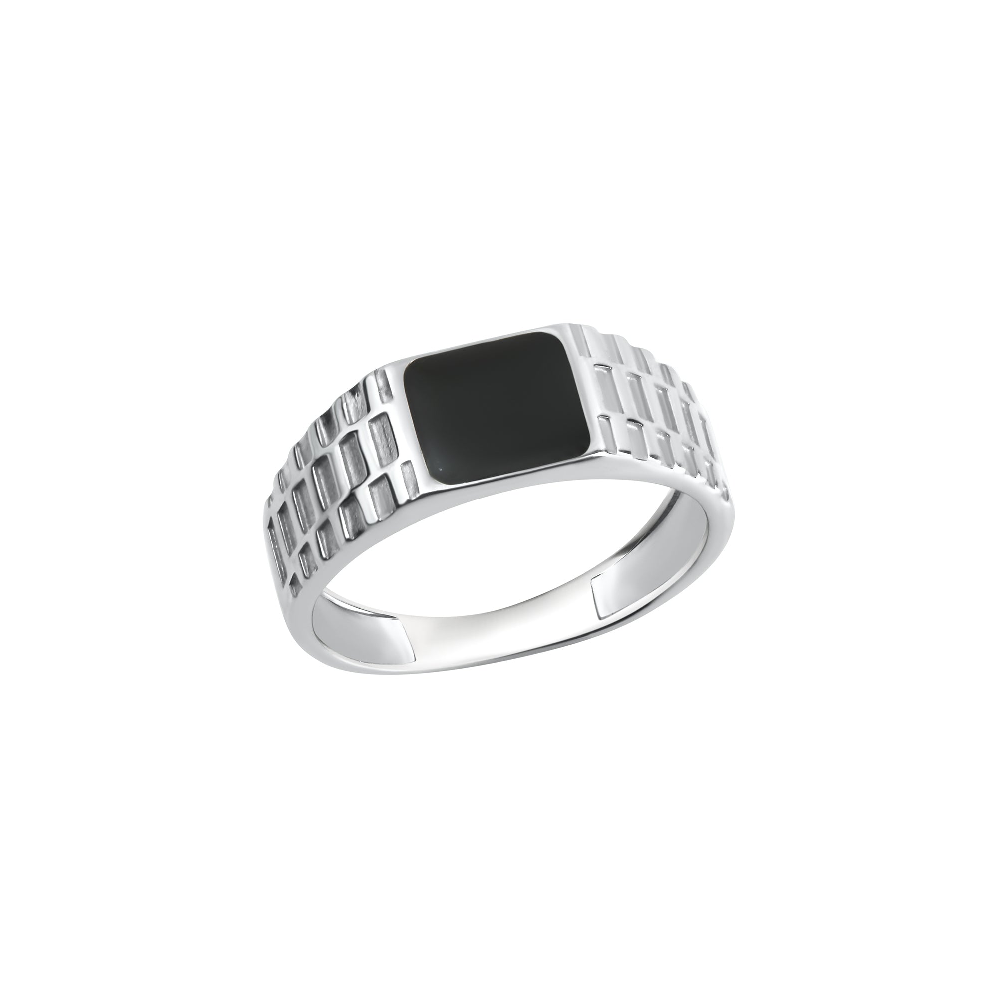 Ring 925/- Sterling Silber rhodiniert Lack schwarz - Ringgröße: 022 (68,3)