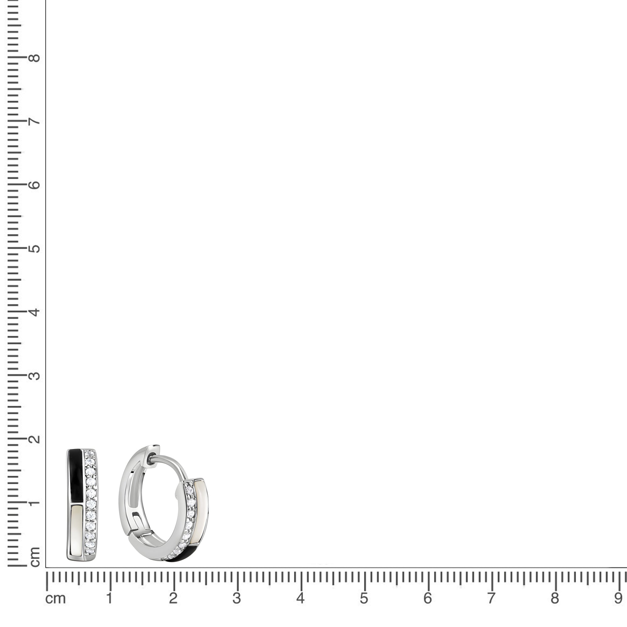 Creolen 925/- Sterling Silber rhodiniert Perlmutt Onyx Zirkonia