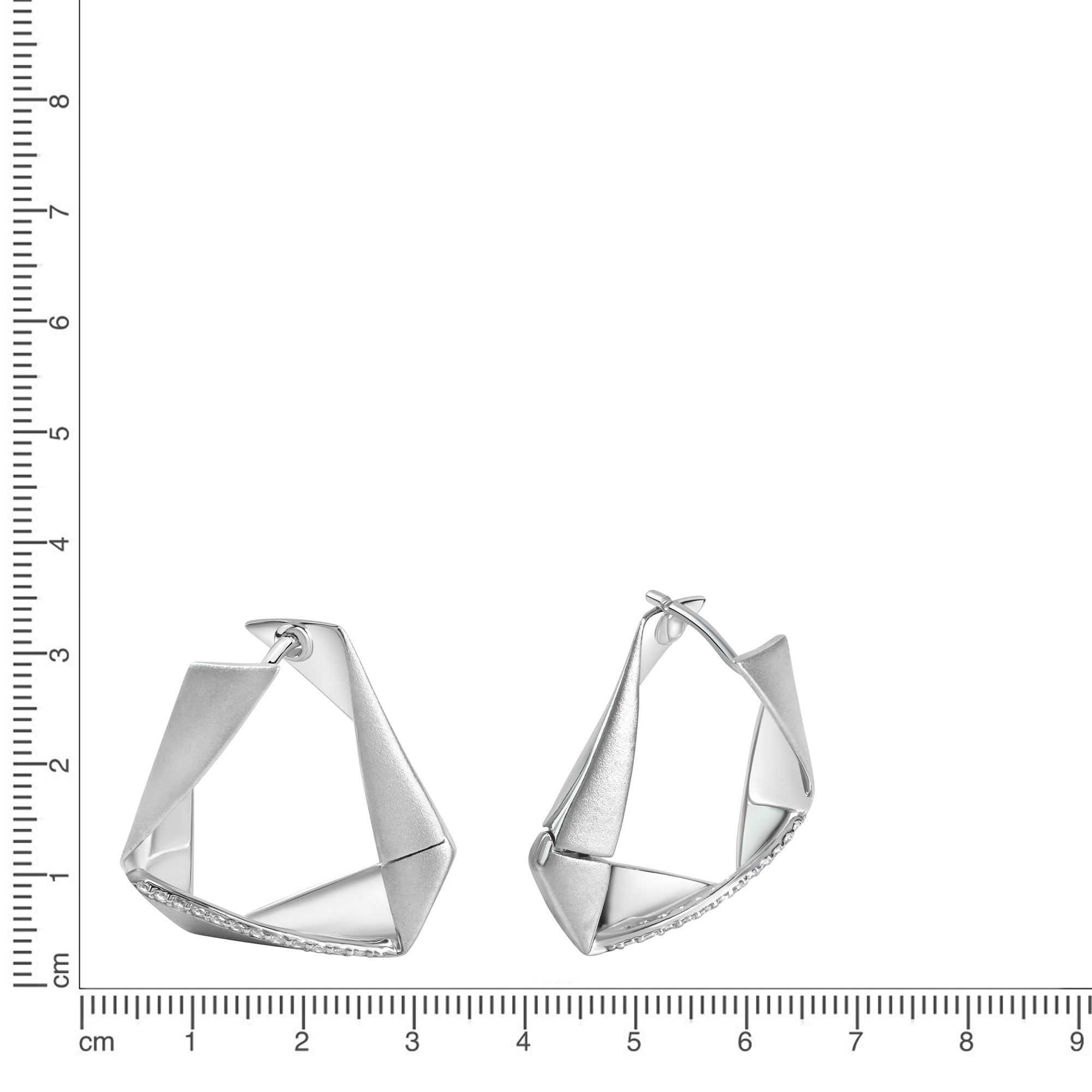 Klappcreolen 925-Sterling Silber rhodiniert Zirkonia