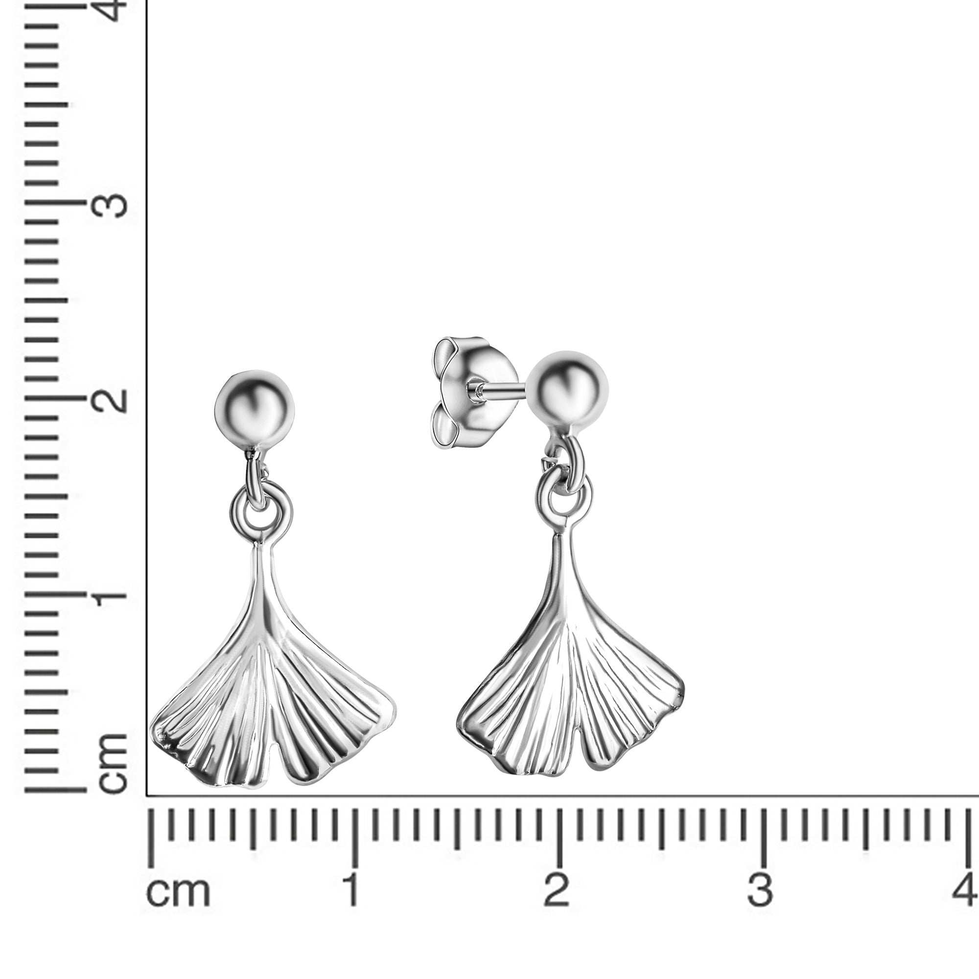 Ohrstecker 925/- Sterling Silber rhodiniert Ginko