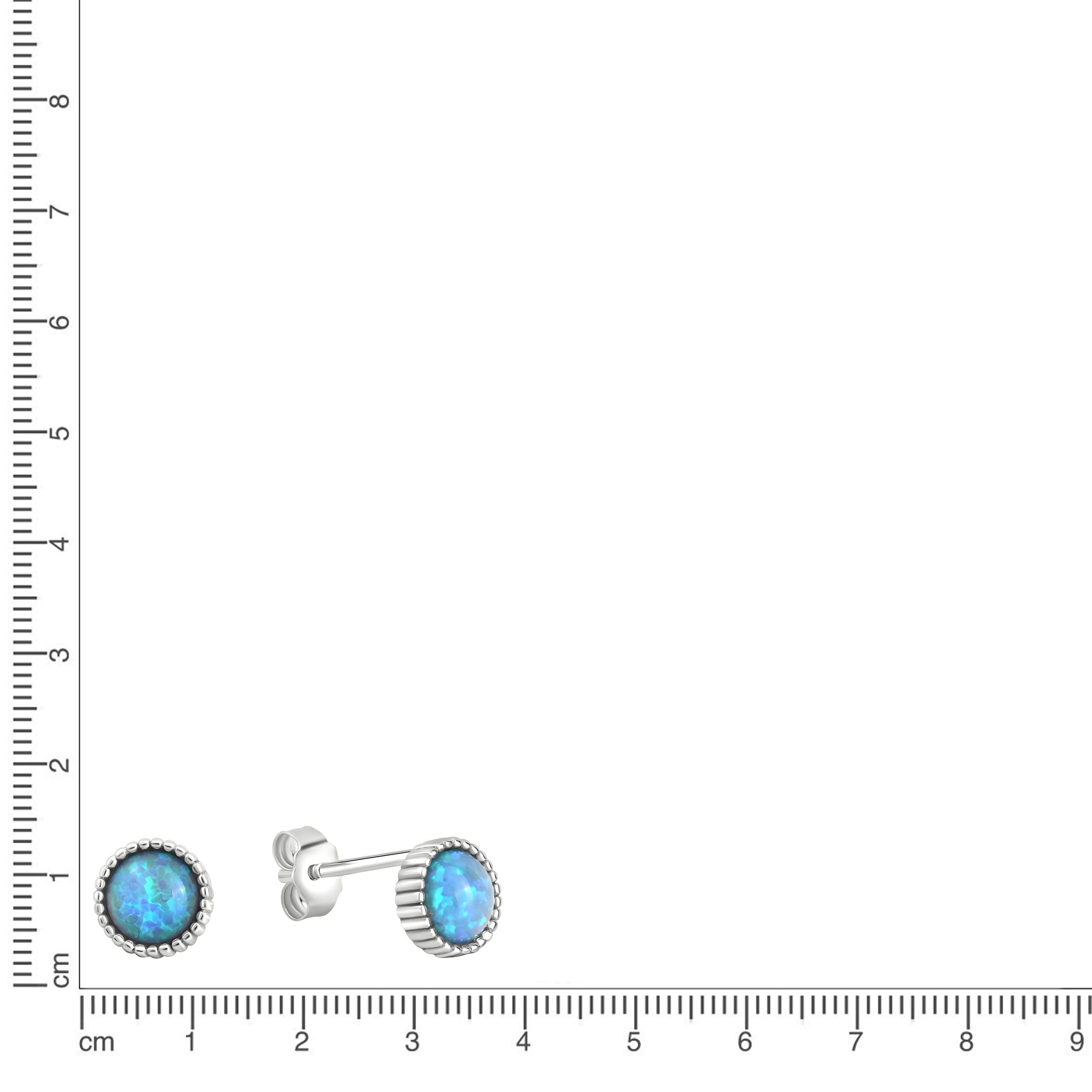 Ohrstecker 925/- Sterling Silber rhodiniert synth. Opal blau