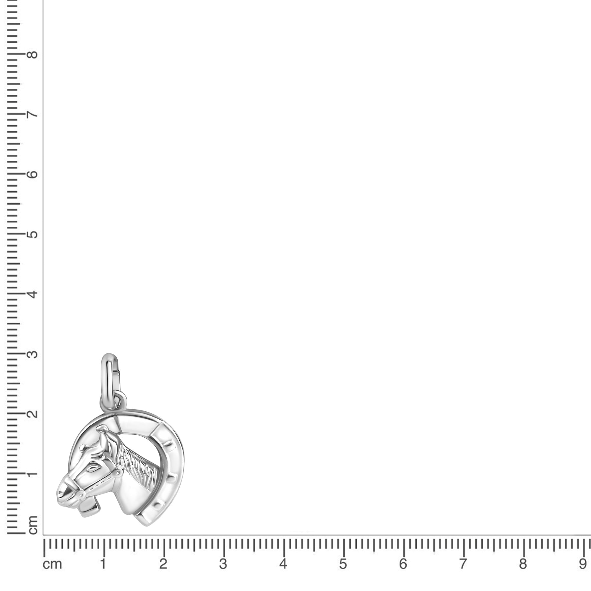 Anhänger 925/- Sterling Silber rhodiniert Pferd/Hufeisen