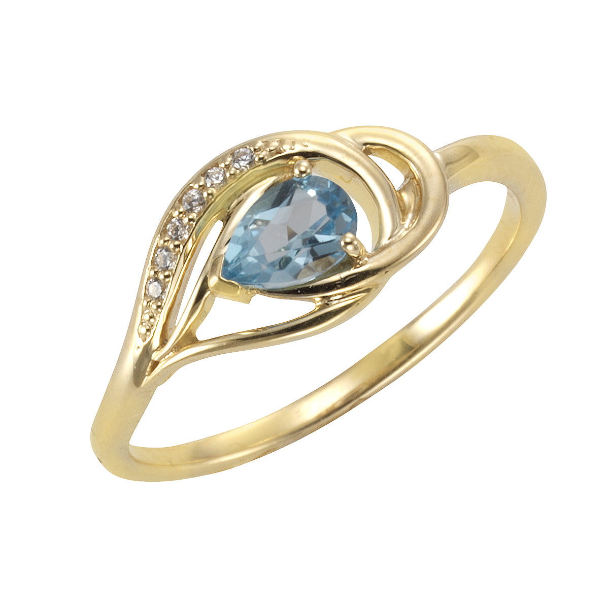 Ring 375/- Gelbgold mit Blautopas/Zirkonia - Ringgröße: 062 (19,7)