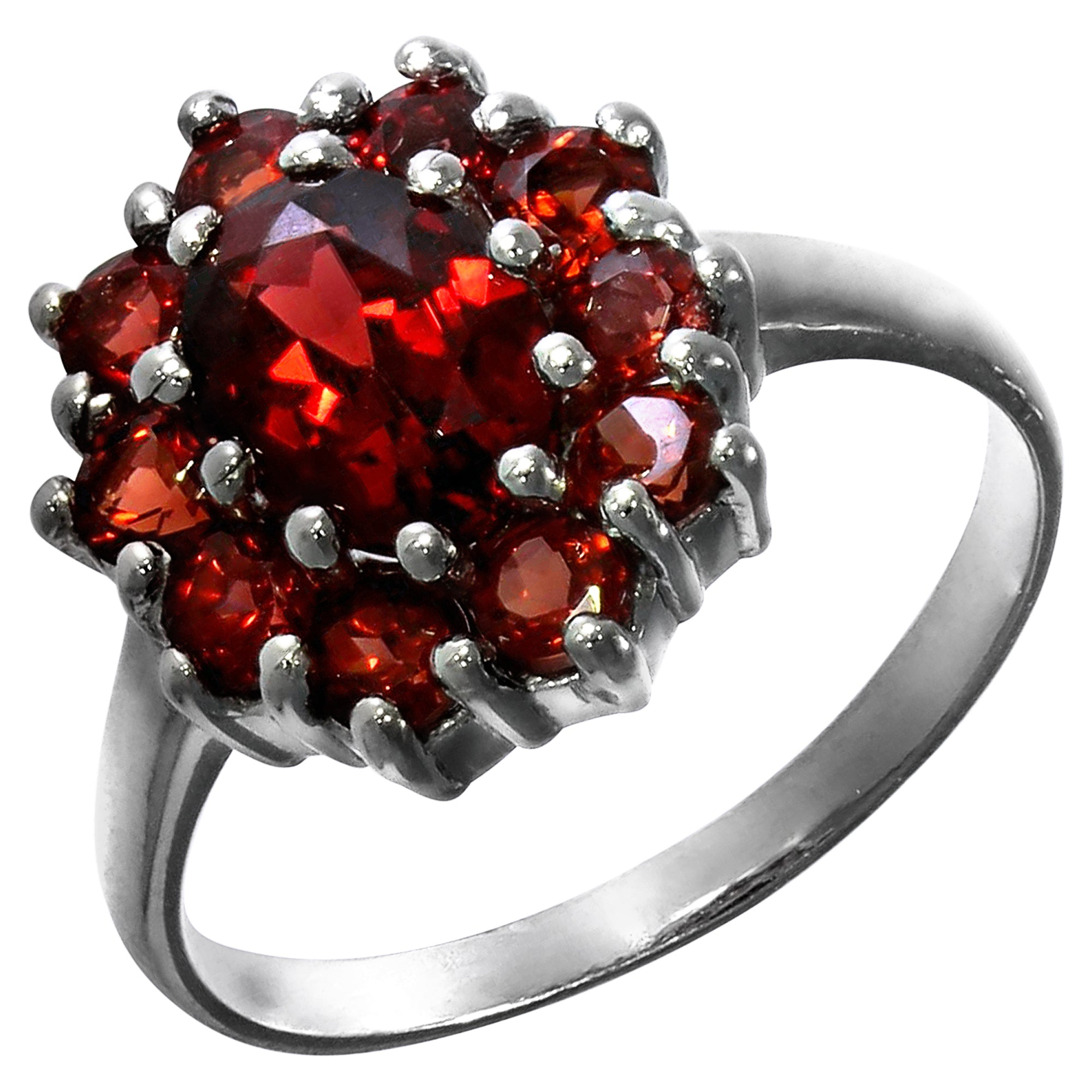 Ring 925/- Sterling Silber Granat - Ringgröße: 052 (16,6)