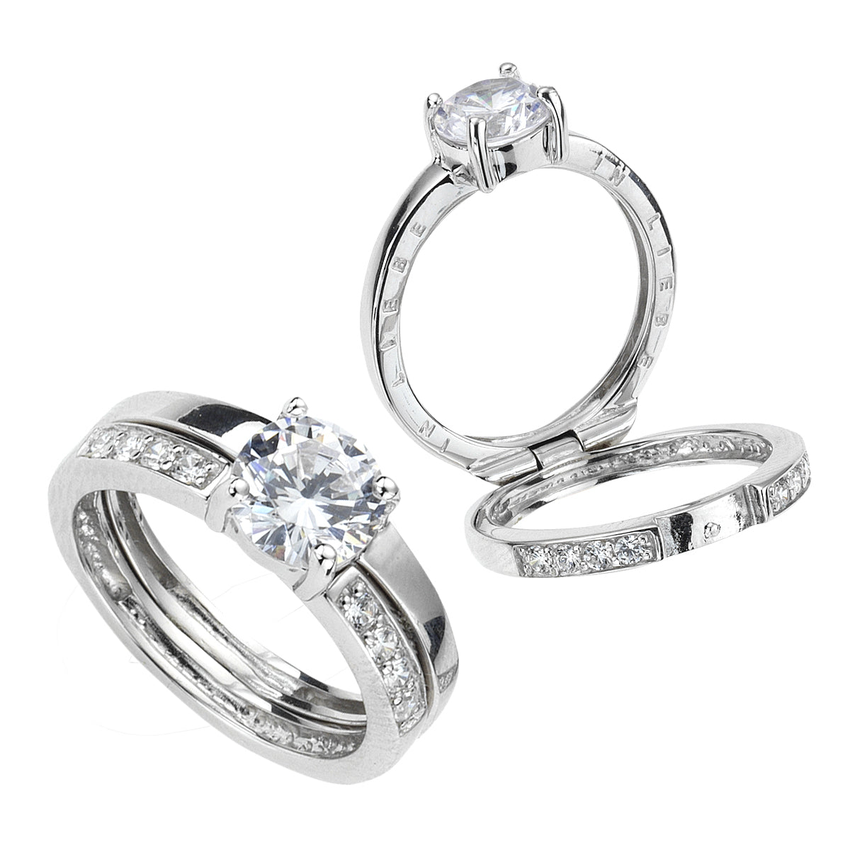 Ring 925 Silber Zirkonia weiß Gravur "In Liebe" - Ringgröße: 017 (53,5)