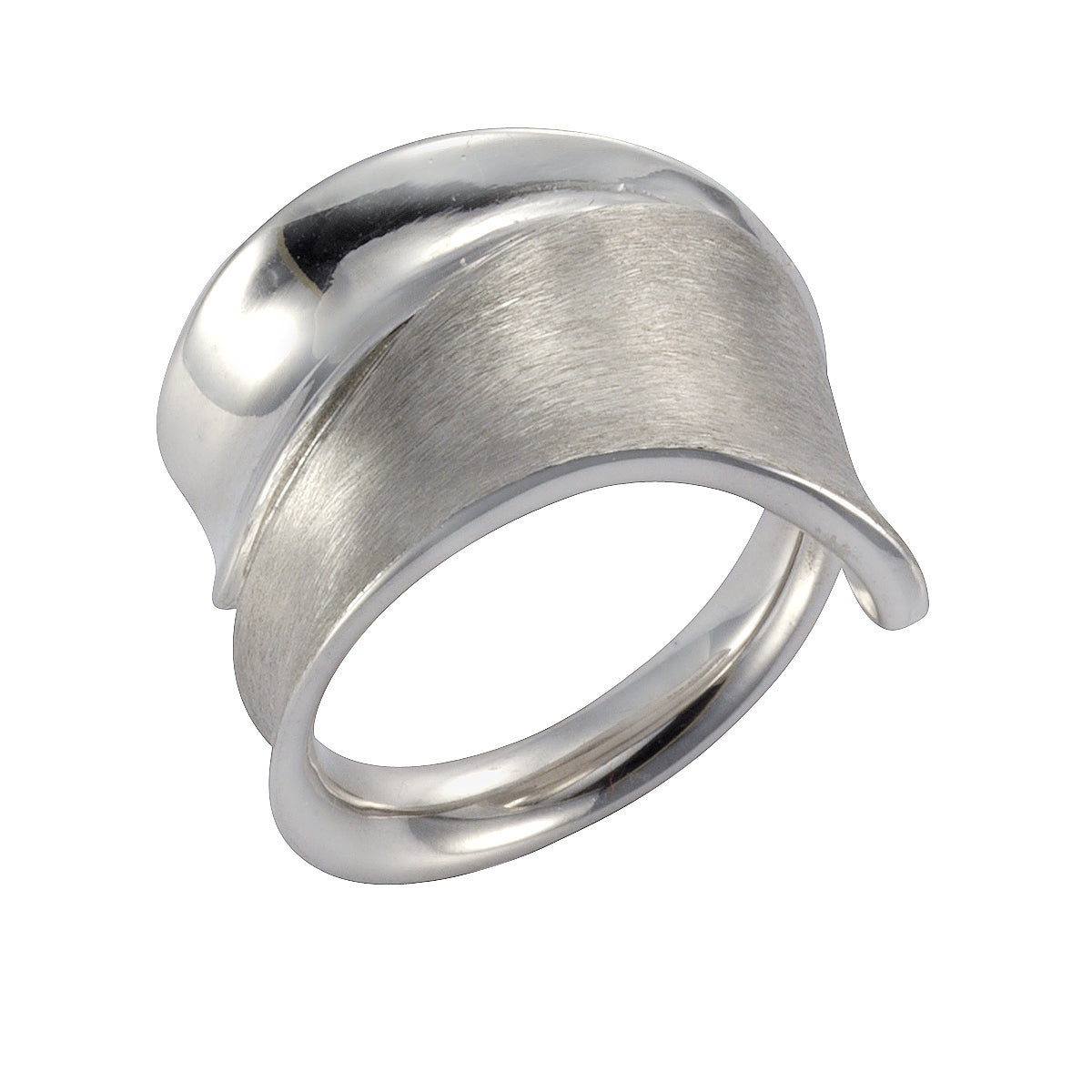 Ring 925 Silber rhodiniert glanz matt - Ringgröße: 062 (19,7)