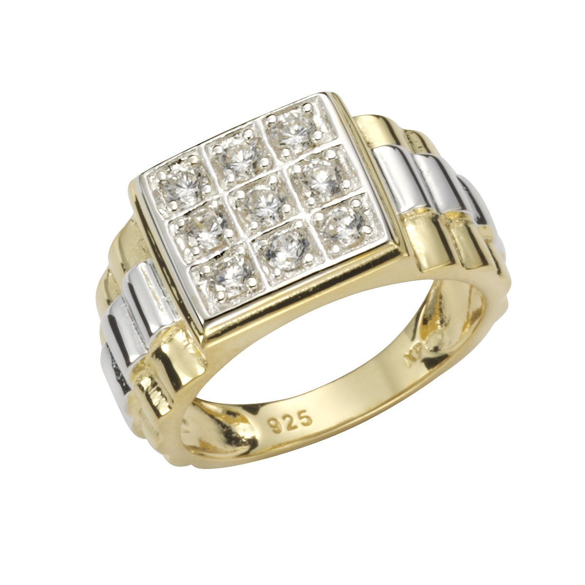 Ring 925 Silber zweifarbig Zirkonia weiß - Ringgröße: 020 (63,7)