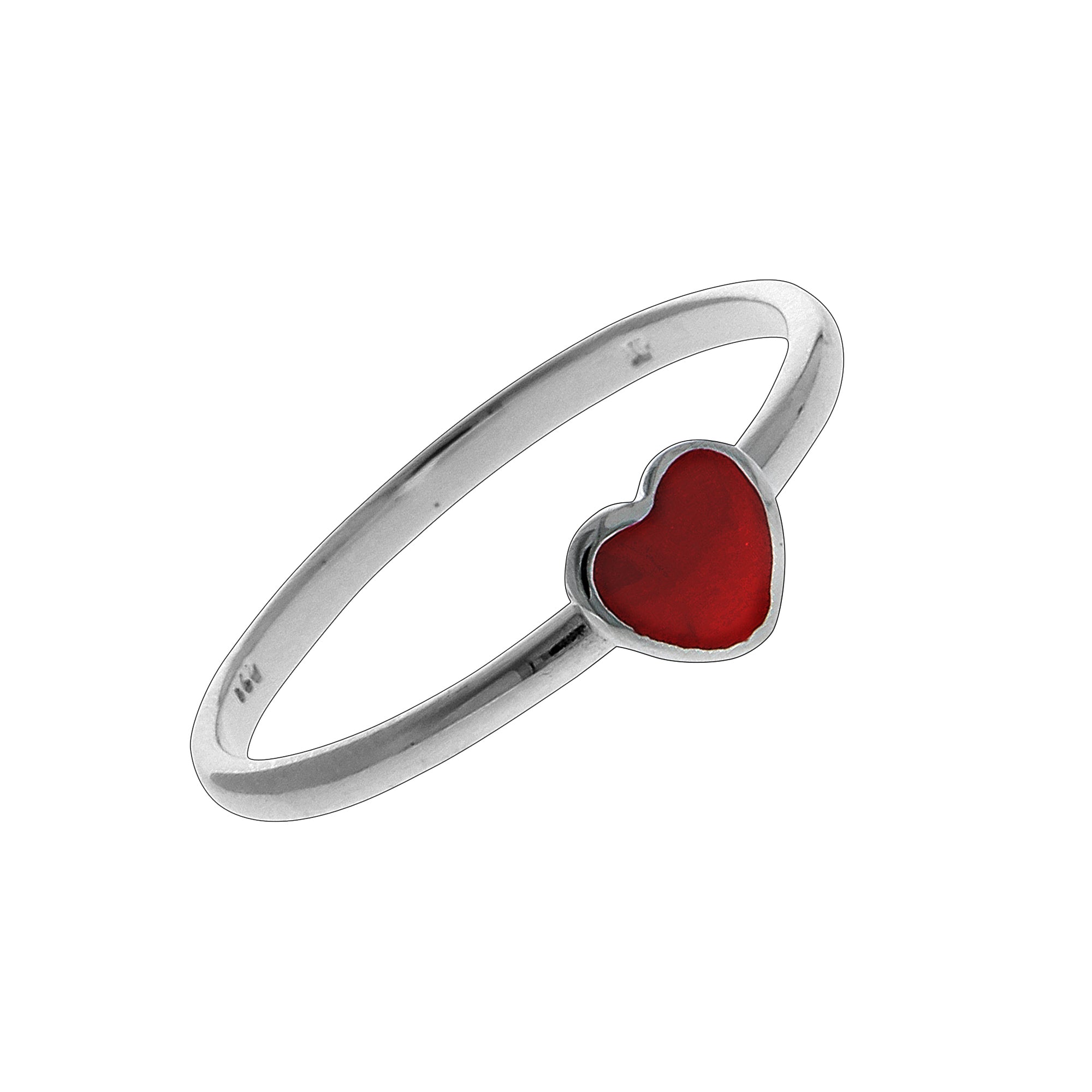 Ring 925/- Sterling Silber rhodiniert Herz - Ringgröße: 046 (14,6)
