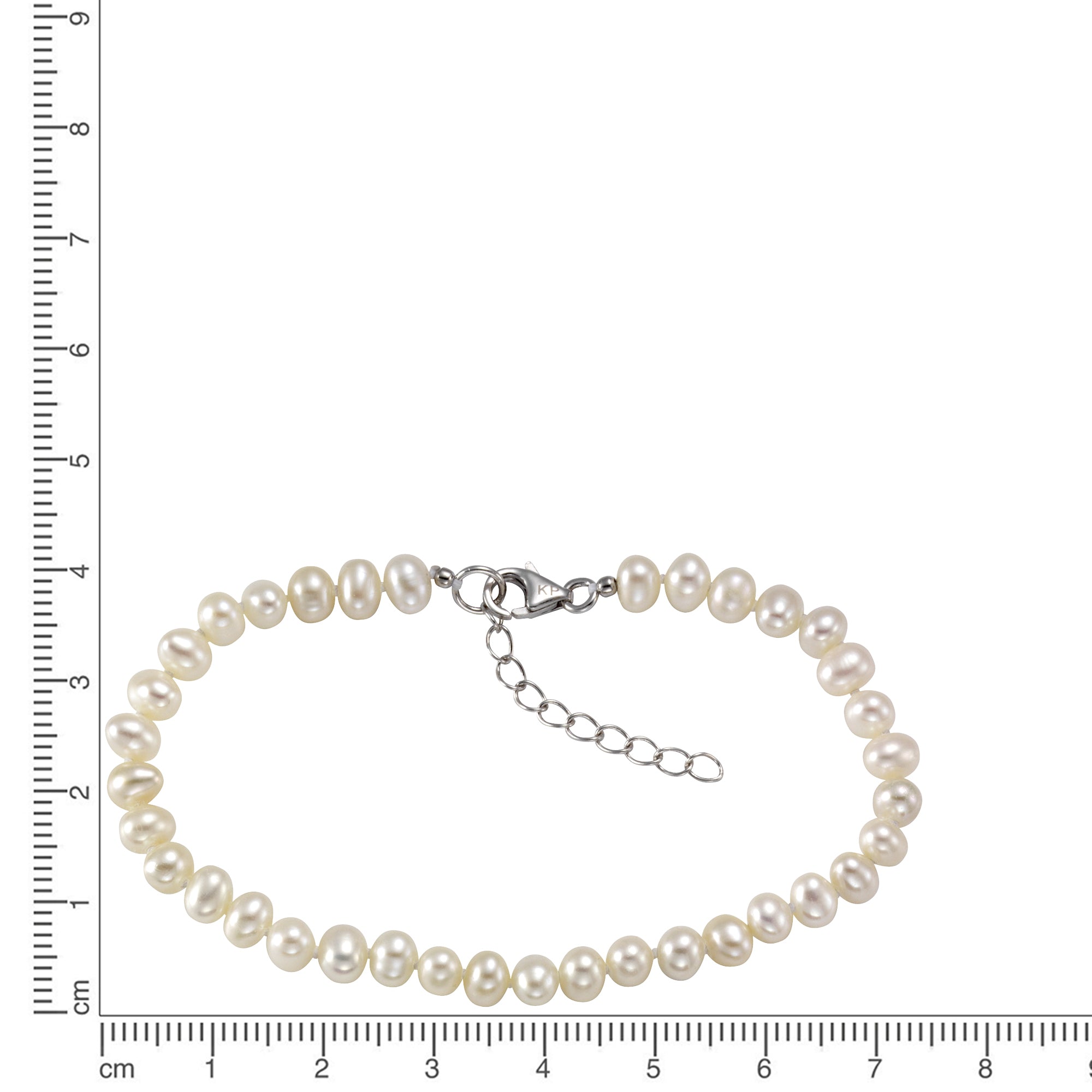 Armband 925 Silber rhodiniert mit Süßwasserzuchtperlen in weiß