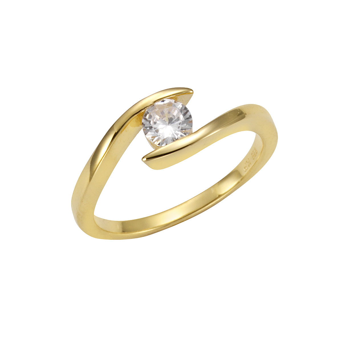 Ring 925 Silber vergoldet Zirkonia weiß - Ringgröße: 062 (19,7)