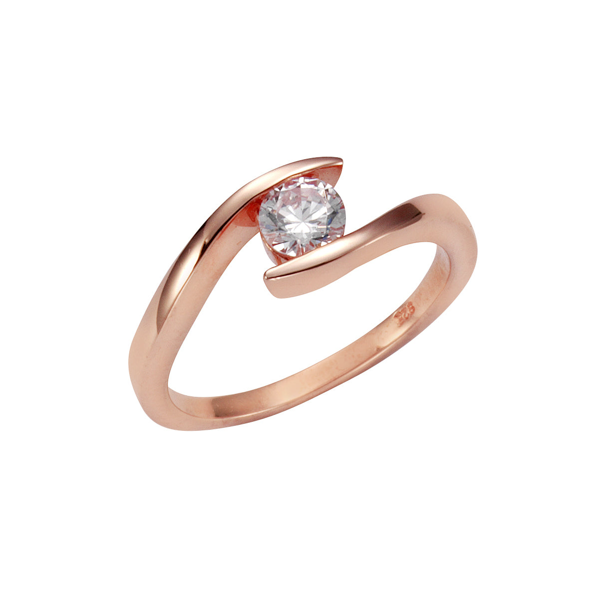Ring 925 Silber rosé vergoldet Zirkonia - Ringgröße: 062 (19,7)