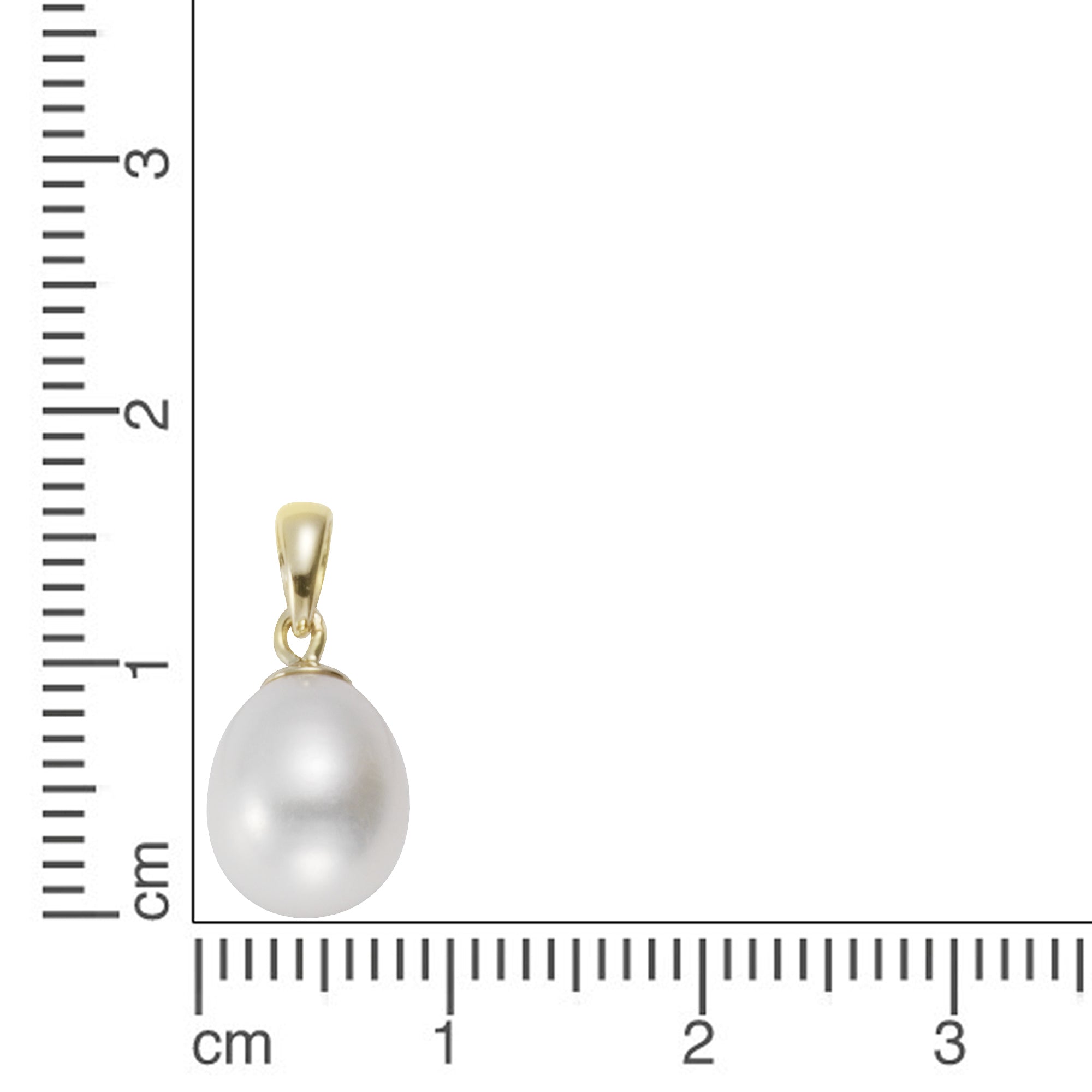 Anhänger 375 Gold Perle weiß oval 8-8,5mm
