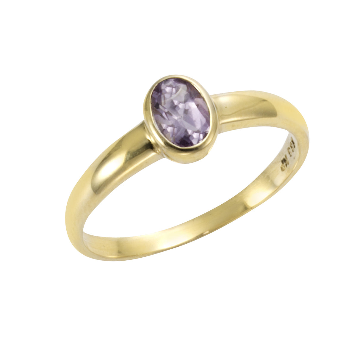 Ring 333/- Gelbgold mit Amethyst - Ringgröße: 062 (19,7)