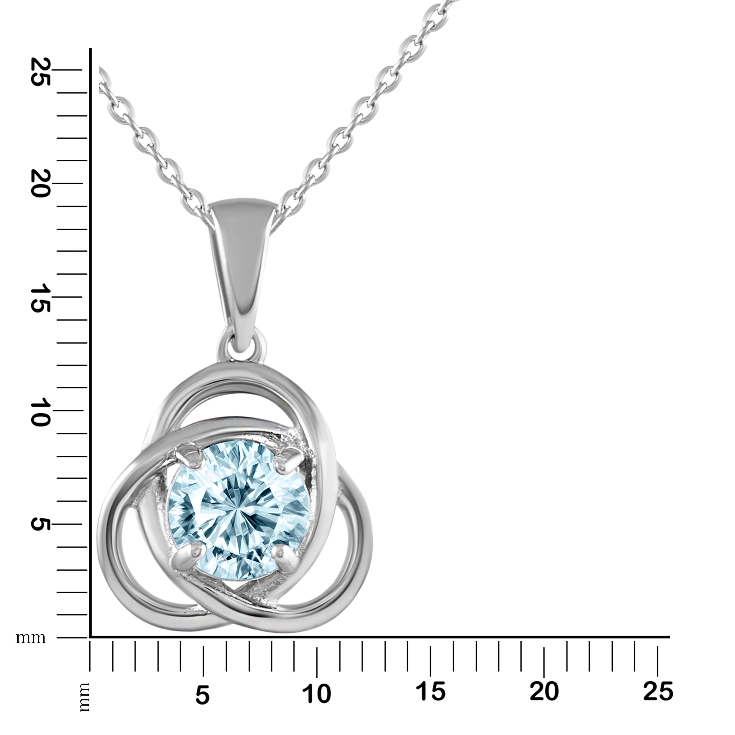 Anhänger mit Kette 925/- Sterling Silber rhodiniert Blautopas