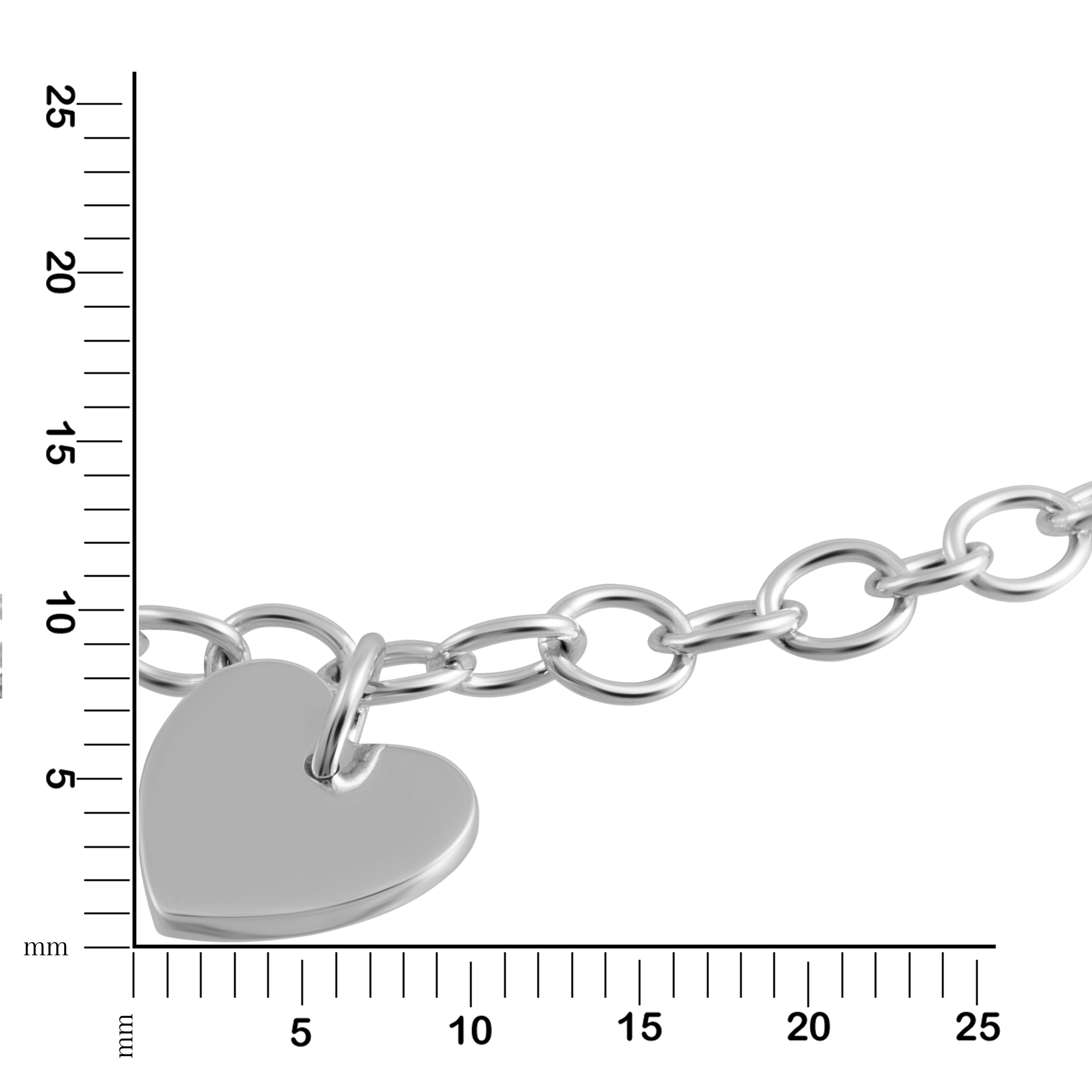 Armband 925 Silber rhodiniert mit Herz Motiv