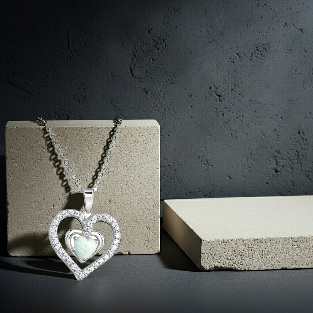 Anhänger mit Kette 925/- Sterling Silber rhodiniert Herz